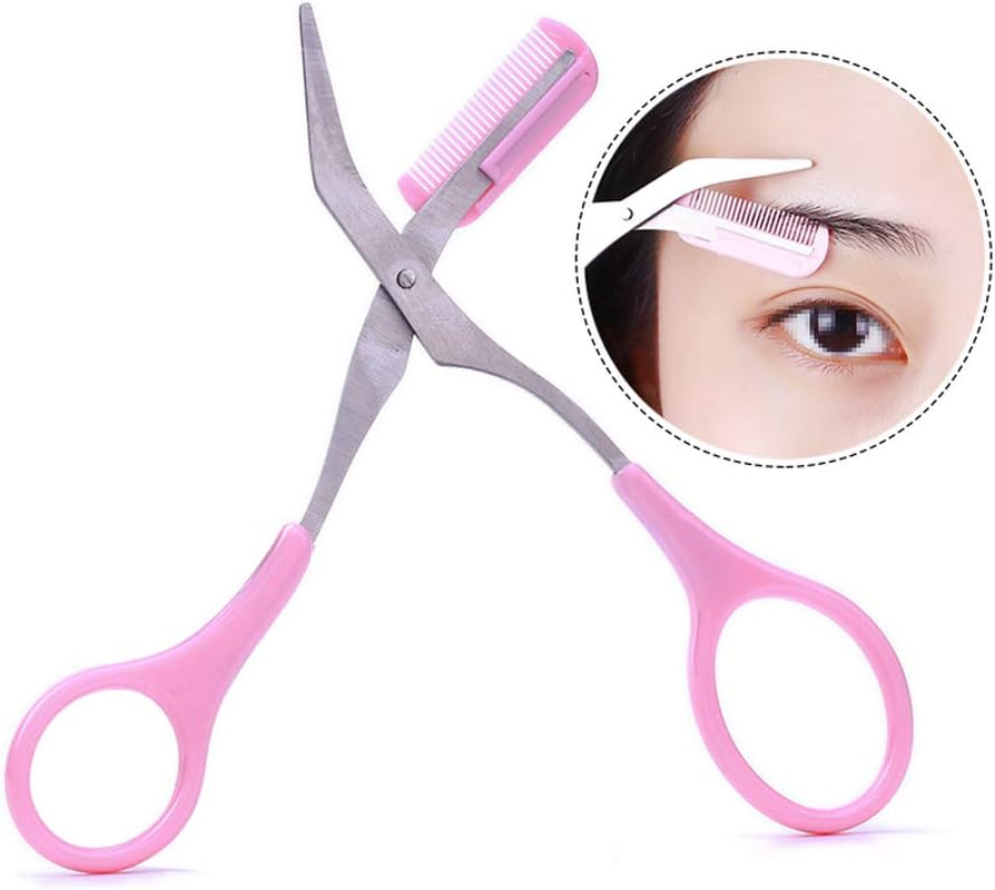 Professional Stainless Steel Eyebrow Grooming Shear Scissors with Plastic Combeyebrow Shaving Scissors Hair Remover Beauty Tool Beauty Accessories for Men and Women image number 3