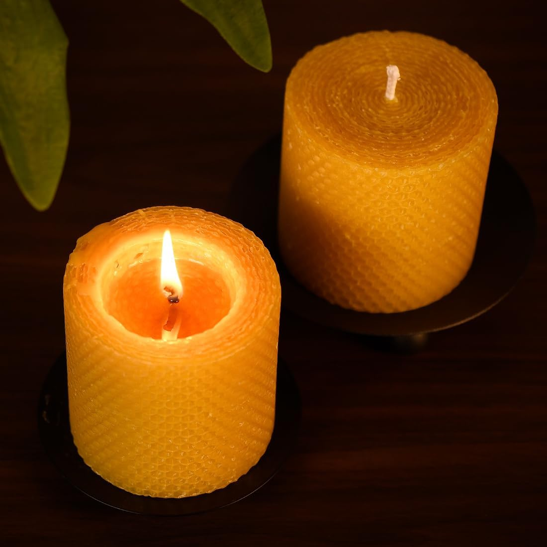 3&times;3 in Beeswax Pillar Candle - Handmade Pure Beeswax Rolled Candle for Gift & Home Decor image number 5