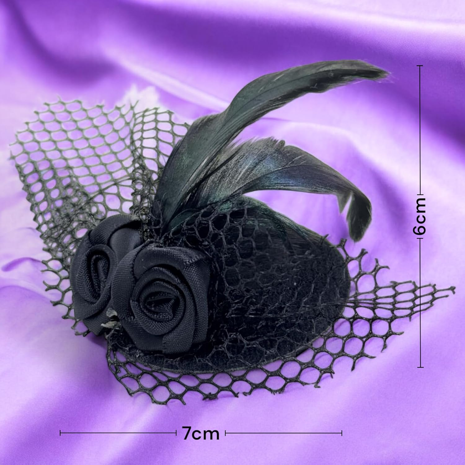 MIJOMA Mini Fascinator - Elegant Feather Tulle & Rose Hair Clip - Vintage Hair Accessories for Women - Gothic, Retro & Burlesque Style image number 4