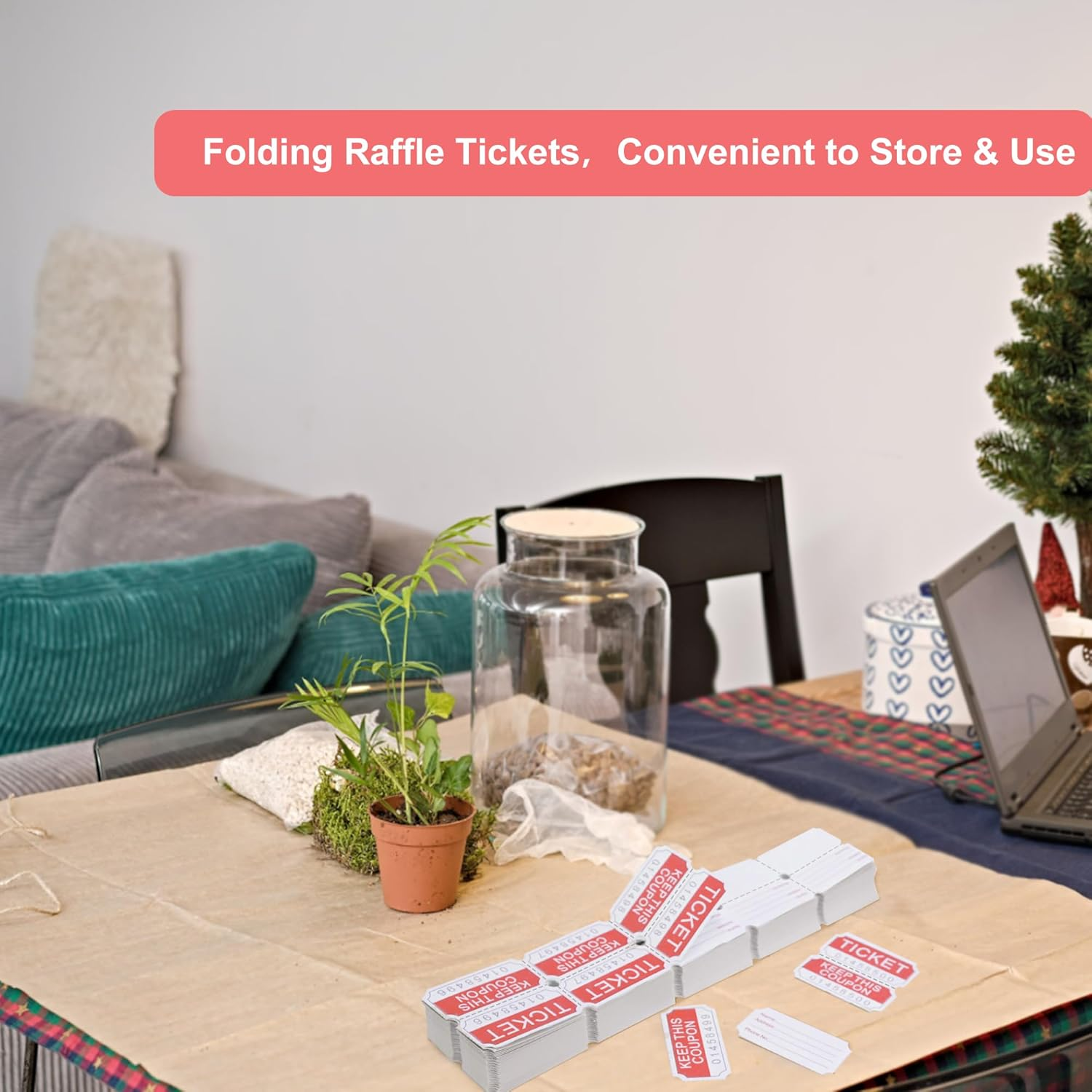 L LIKED 500 Red Double Raffle Tickets 50/50 Tickets for a Raffle or Drawing image number 5