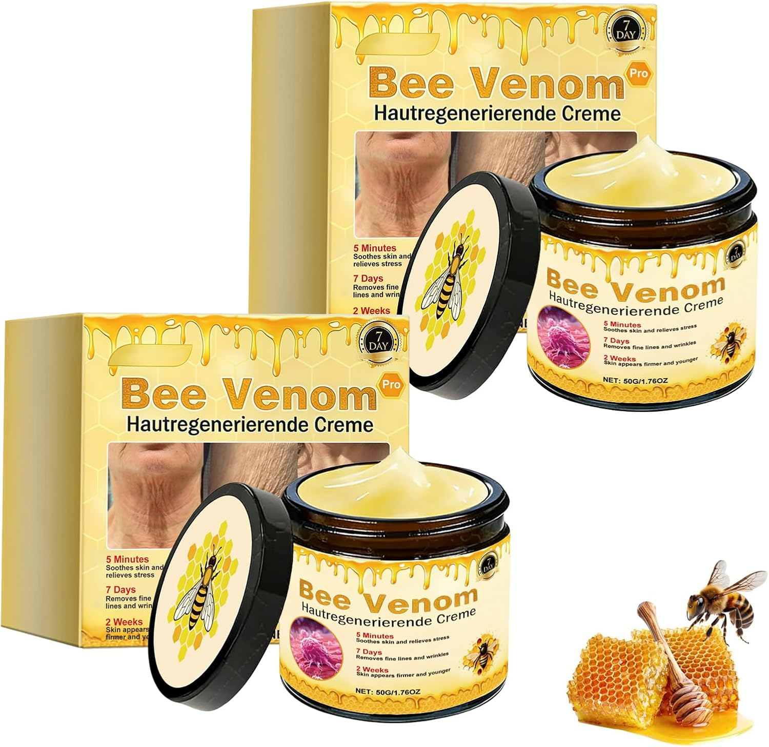 Bee Venom Skin Treatment Cream, Comprehensive Cream, Wrinkles and Fine Lines, Natural Moisturizer for All Skin Types, Gentle and Non-Irritating, Suitable for All Skin Types (1Pcs)
