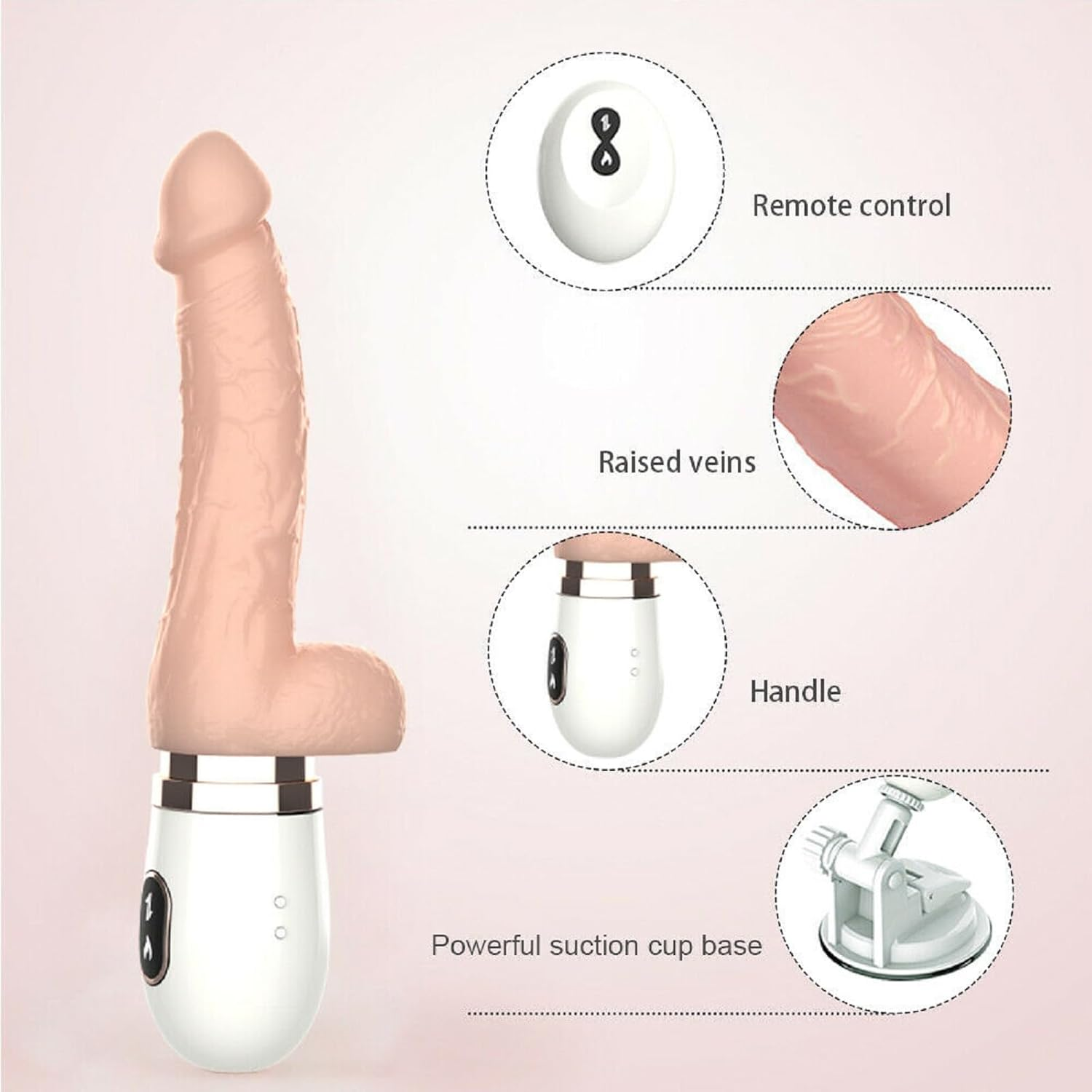 Realistic Thrusting + Rotating Dildo Remote Control Sex Machine G Spot Vibrator with Suction Cup for Hands-Free, Rechargeable Heating Automatic Sex Machine with Auto Trusting & Vibrating Modes Stimulation Women Adult Sex Toy image number 5