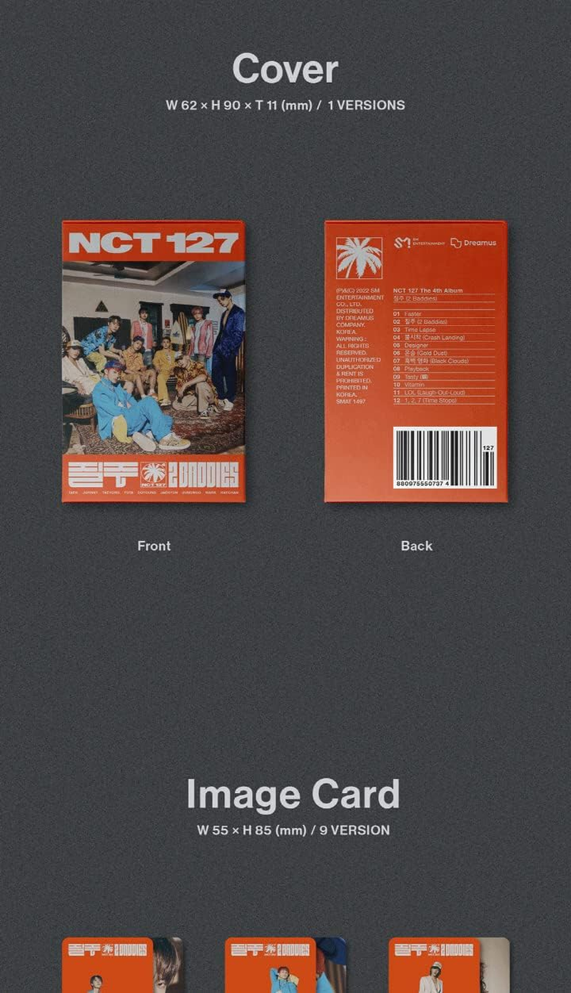 NCT 127 2 Baddies 4Th Album NEMO Platform Version 9P Image Card+1P QR Card+1Ea Sticker+Folding Paper+1P Photocard+Tracking Sealed image number 1