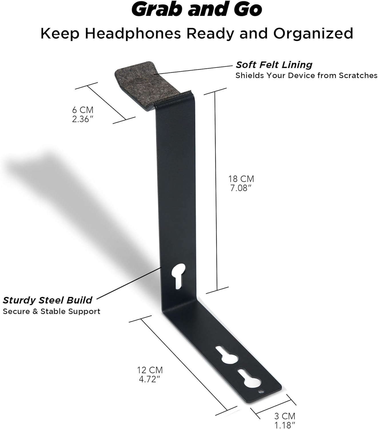 ULTRARM Moodular Add-Ons Headphone Stand [Accessory Only - Requires Moodular Wooden Monitor Stand Slide Rails for Use] Black MSA-HS