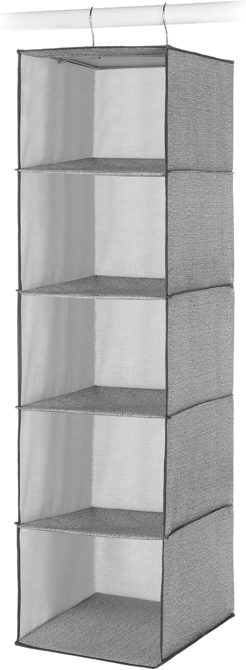 Whitmor Hanging Accessory Shelves, 5 Open Sweater Shelves, Crosshatch Gray