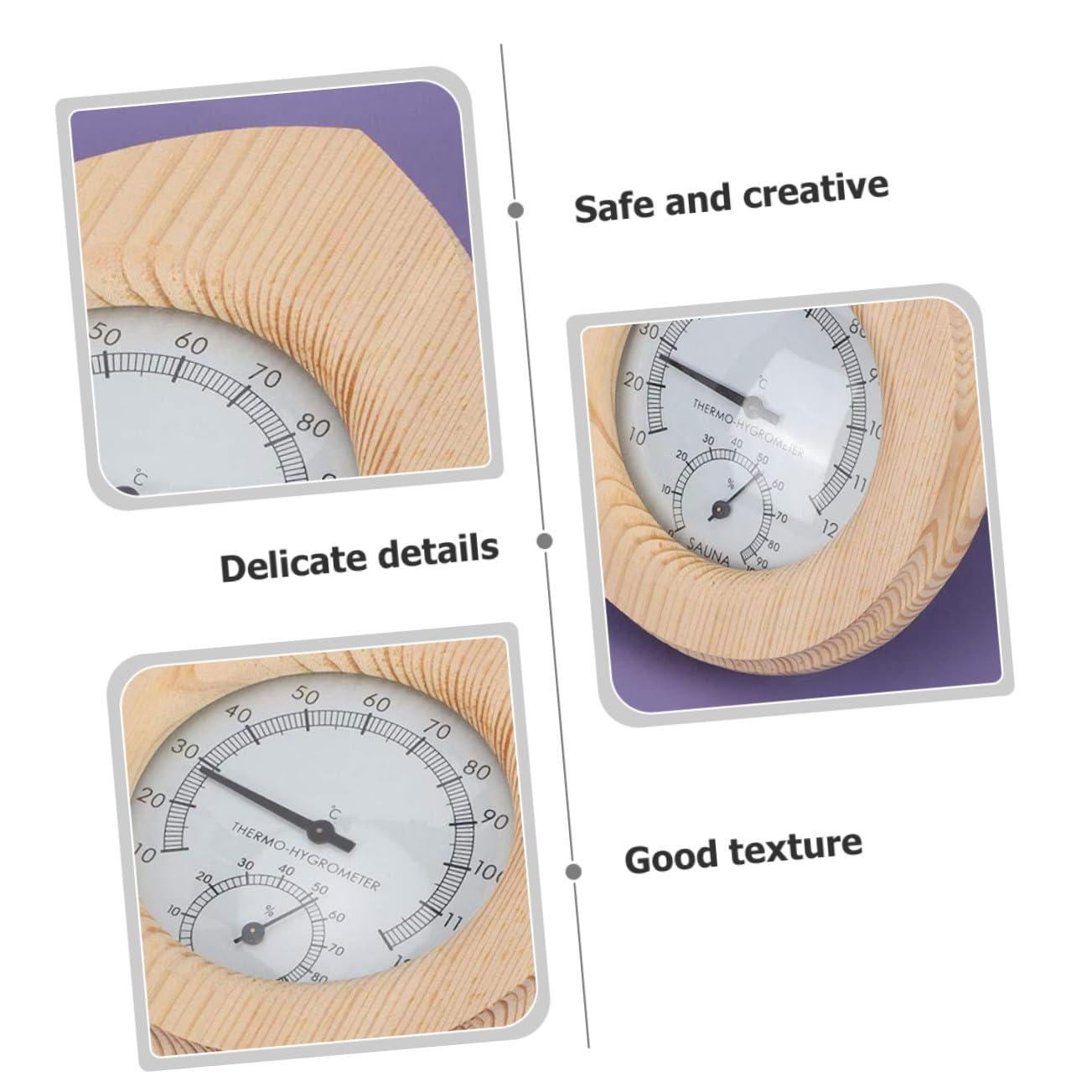 Yardwe Sauna Hygrothermograph High Temperature Resistant Indoor Temperature Humidity Measurer Wall Hanging Measuring Tool for Sauna Rooms image number 2
