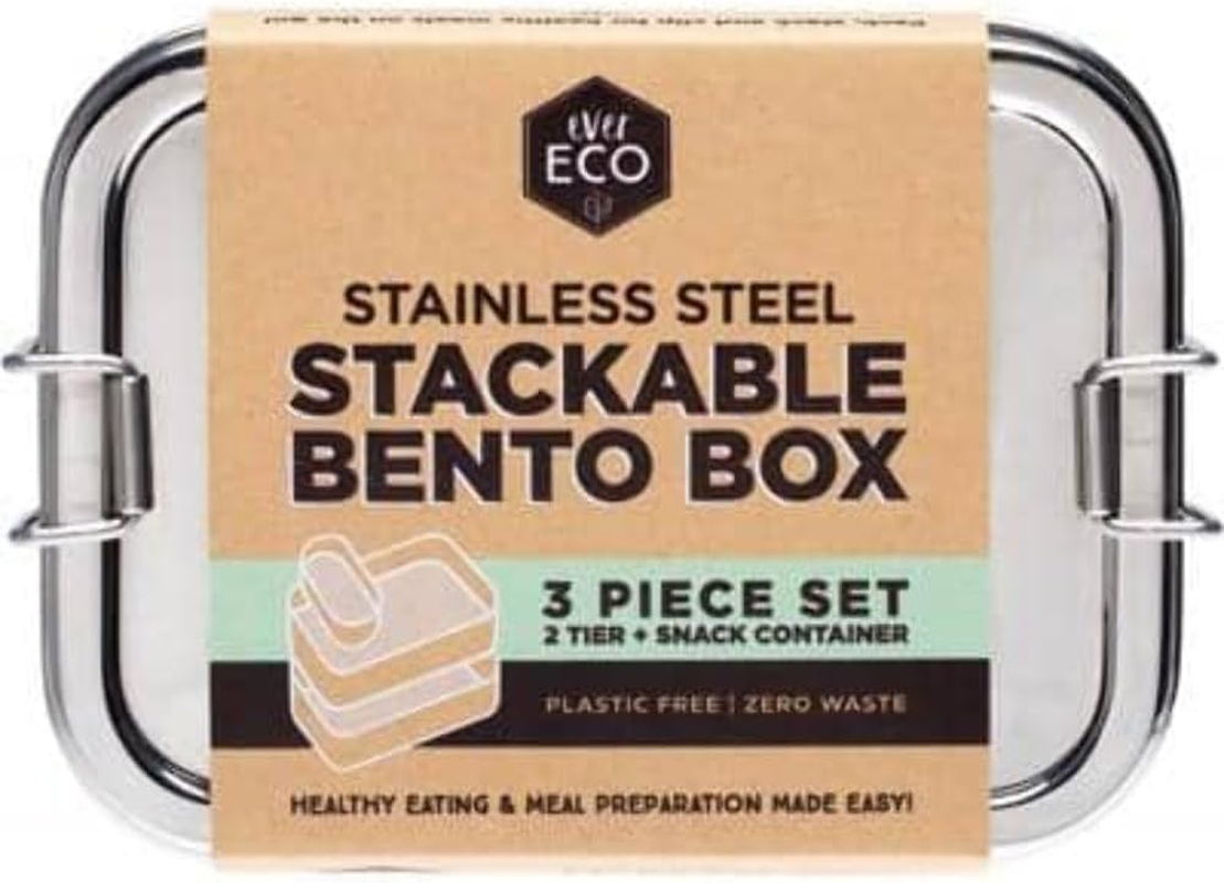 Ever ECO Stainless Steel Stackable Bento Box 2 Tier + Mini Container image number 1