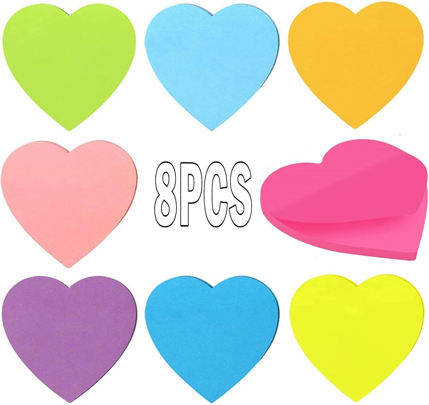NASHRIO Love Heart Shape Sticky Notes Colour Sticky Notes for Home Office School Notebook, 30 Sheets/Pad image number 1