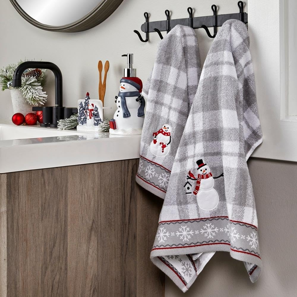 SKL Home Christmas/Winter/Gift Whistler Snowman Bath Towel, Gray image number 2