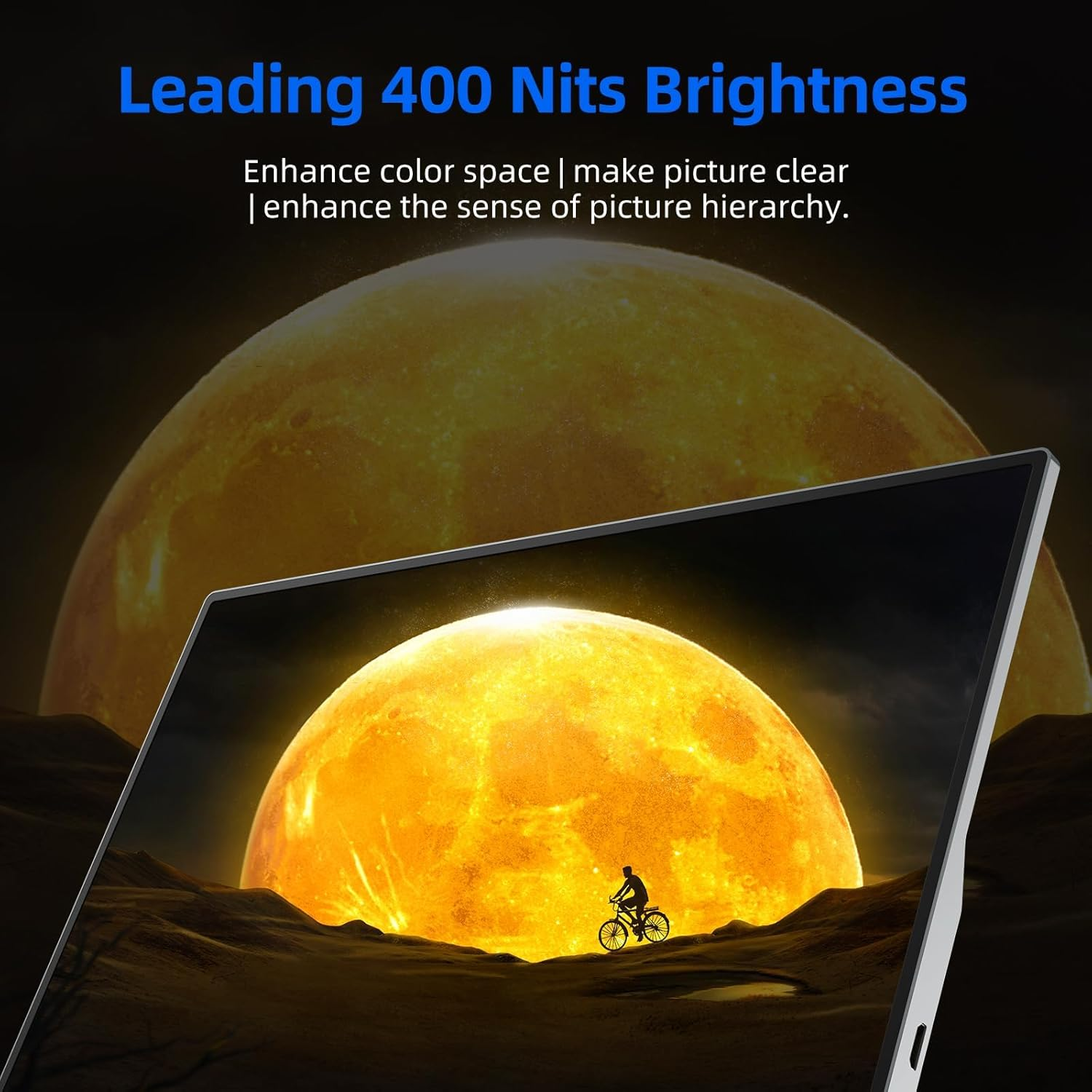 UPERFECT Portable Monitor 4K, 15.6'' Silvery 3840X2160 UHD HDR USB-C Monitor, 100% Adobergb, 400Cd/㎡Brightness, IPS Freesync Speaker Travel Extra Screen for Laptop, Type-C HDMI, VESA & Smart Case image number 5