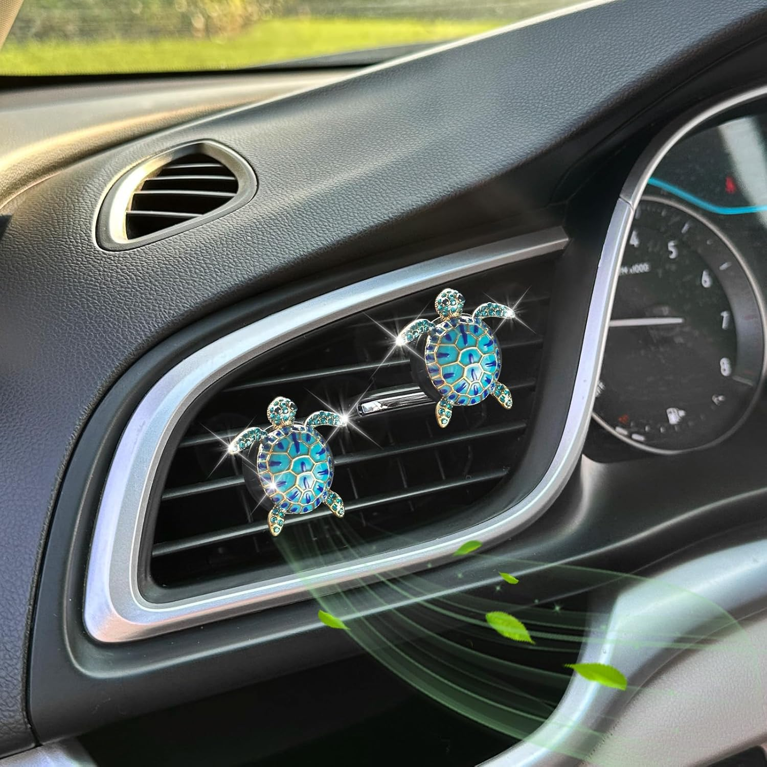 ORIESSE 2Pcs Sea Turtles Air Freshener Car Vent Clips,Glamorous Blue Turtle Ocean Cute Car Accessories Car Interior Decoration for Women,Refillable Car Outlet Diffuser,Beach Car Decor Car Charm image number 4