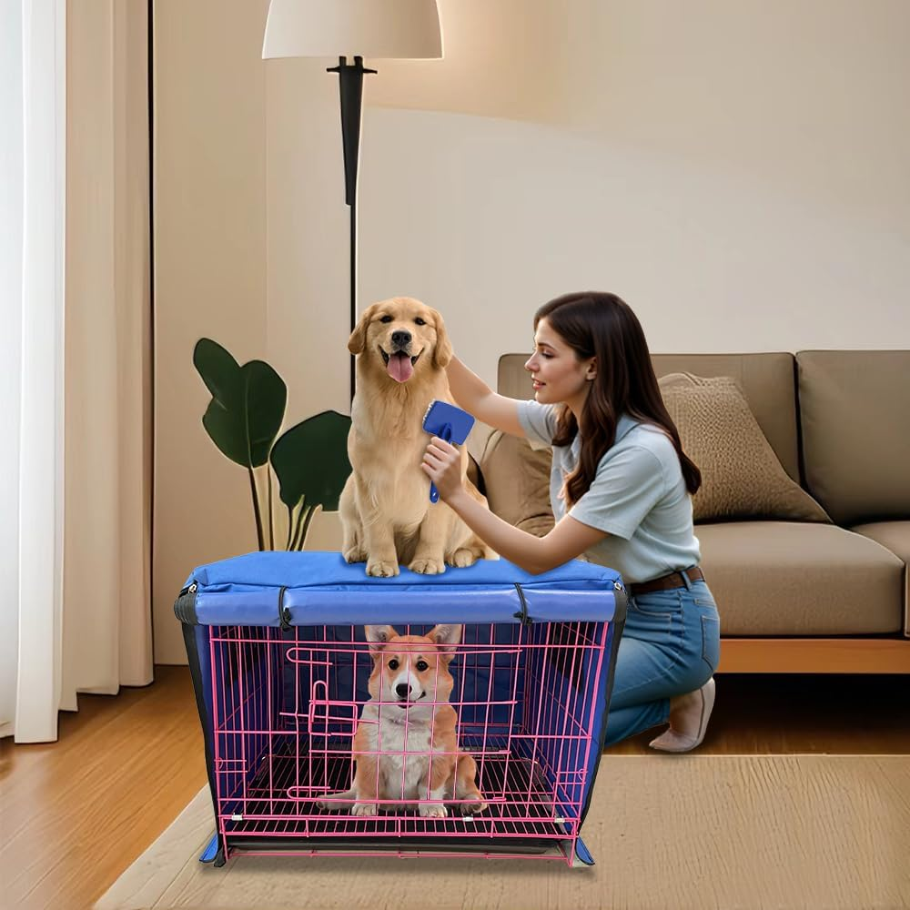 Medium Reinforced Pet Cage for Keeping Pets Outdoors, Metal Folding Pet Cage with Lid, Length 59 Cm, Width 42 Cm, Height 50 Cm image number 5