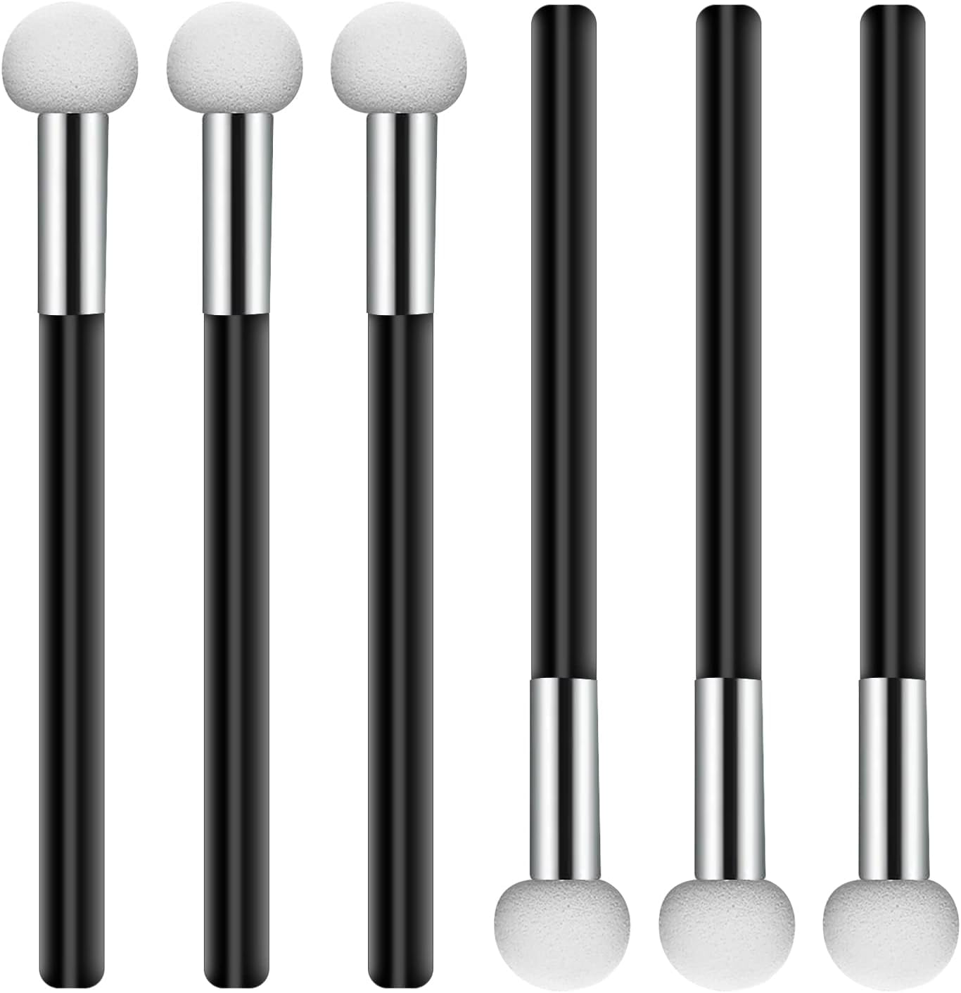 6 Pcs Foundation Sponge Powder Brush Makeup Puff Sponge with Handle Mushroom Makeup Sponges Concealer Sponge Makeup Brush Eye Makeup Applicator Eyeshadow Brushes for Women Girls (Black) image number 4