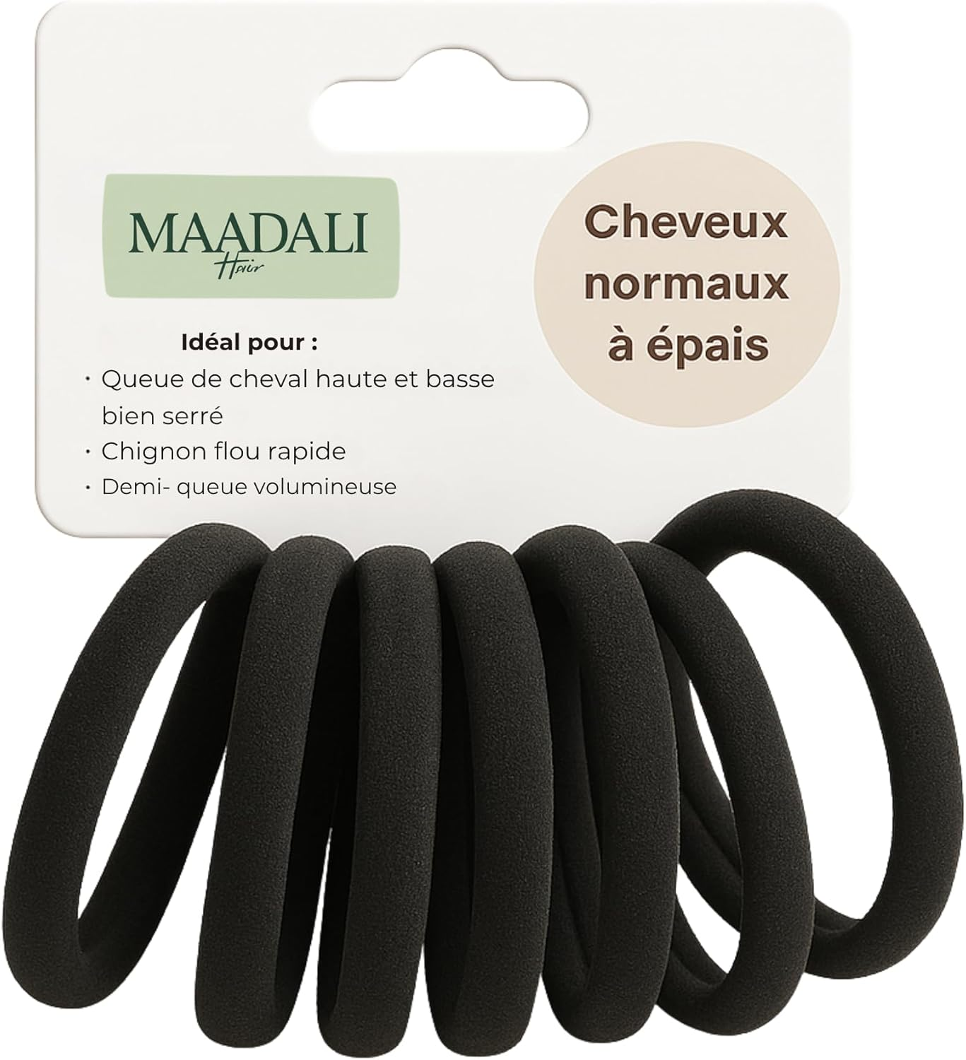 Maadali Hair Bobbles for Thick Hair, Black, Pack of 7, Hair Bobbles for Women, Durable, Soft, for Normal to Thick Hair, No Metal, Perfect Hold and Pain Free image number 3