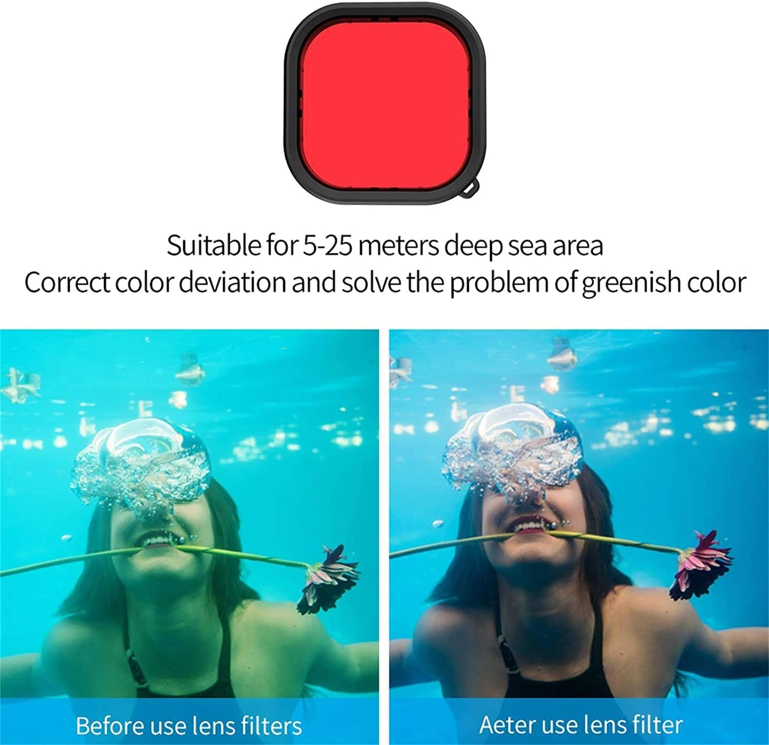 TELESIN Waterproof Case Accessories Kit for Go Pro Hero 12 11 10 9 Black Underwater Diving Cover,With Waterproof Housing Case 3 Red Filters 6PCS Anti-Fog Insert Diving Accessory image number 5