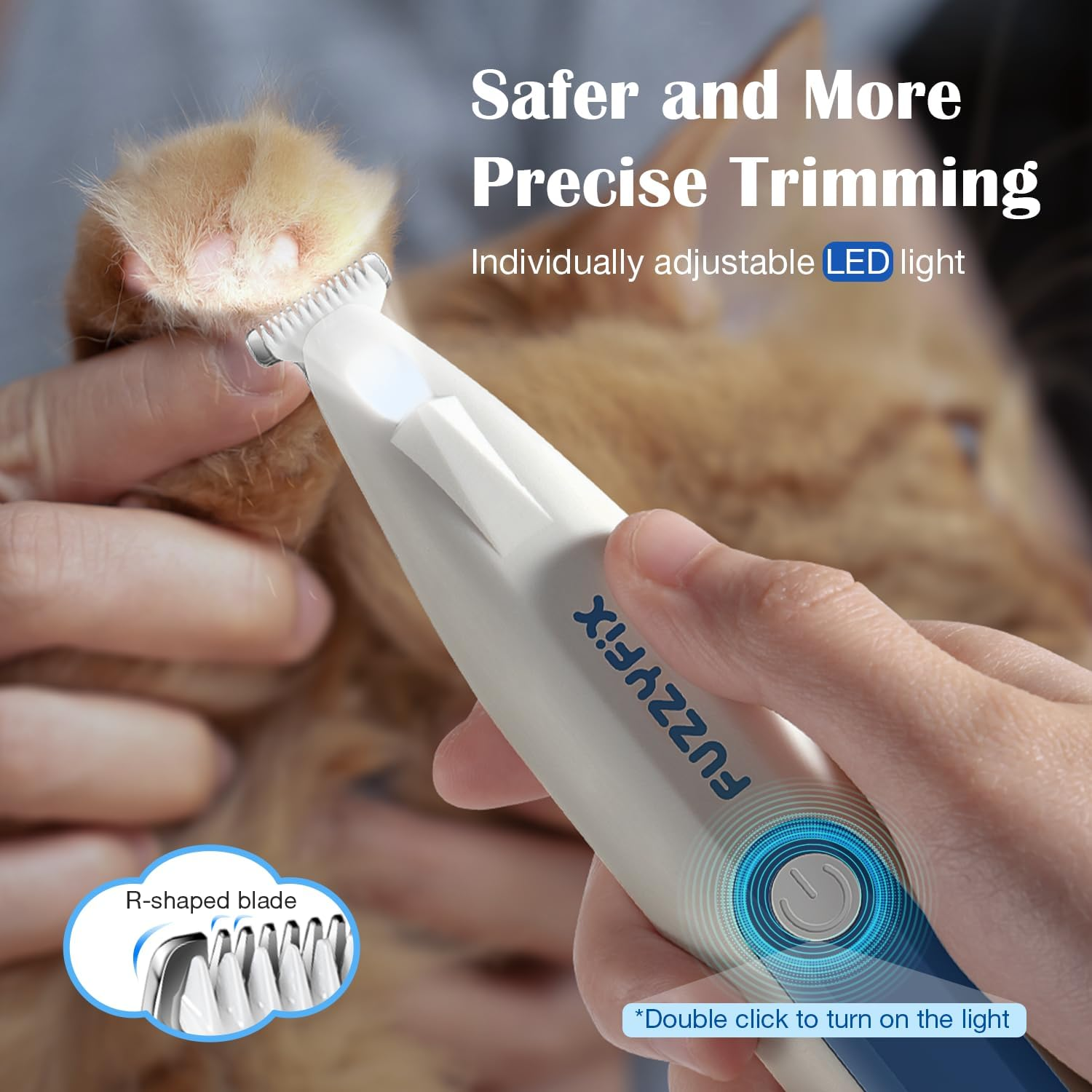 Dog Paw Trimmer with LED Light, Low Noise Paw Trimmer for Dogs, Type-C Rechargeable Pet Grooming Kit Dog Grooming Clippers for Paws, Eyes, Ears, Face, Rump, 18 Mm Widen Blade