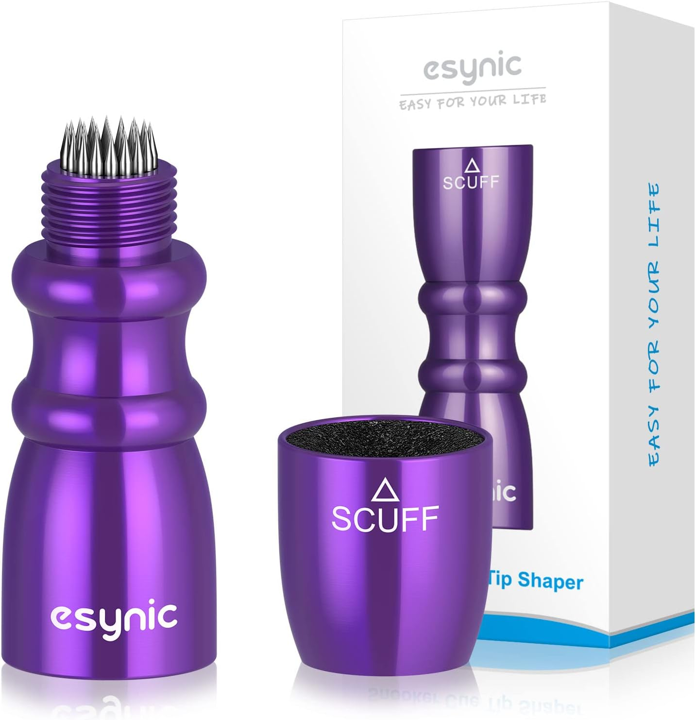 Esynic Professional Pool Cue Tips Shaper 3 in 1 Cue Tips Shaper Tool Billiard Cue Tips Shaper Set Stainless Steel Cue Shapers Billiard Pool Cue Accessories Tool Gifts-Shaper, Scuffer, Aerator