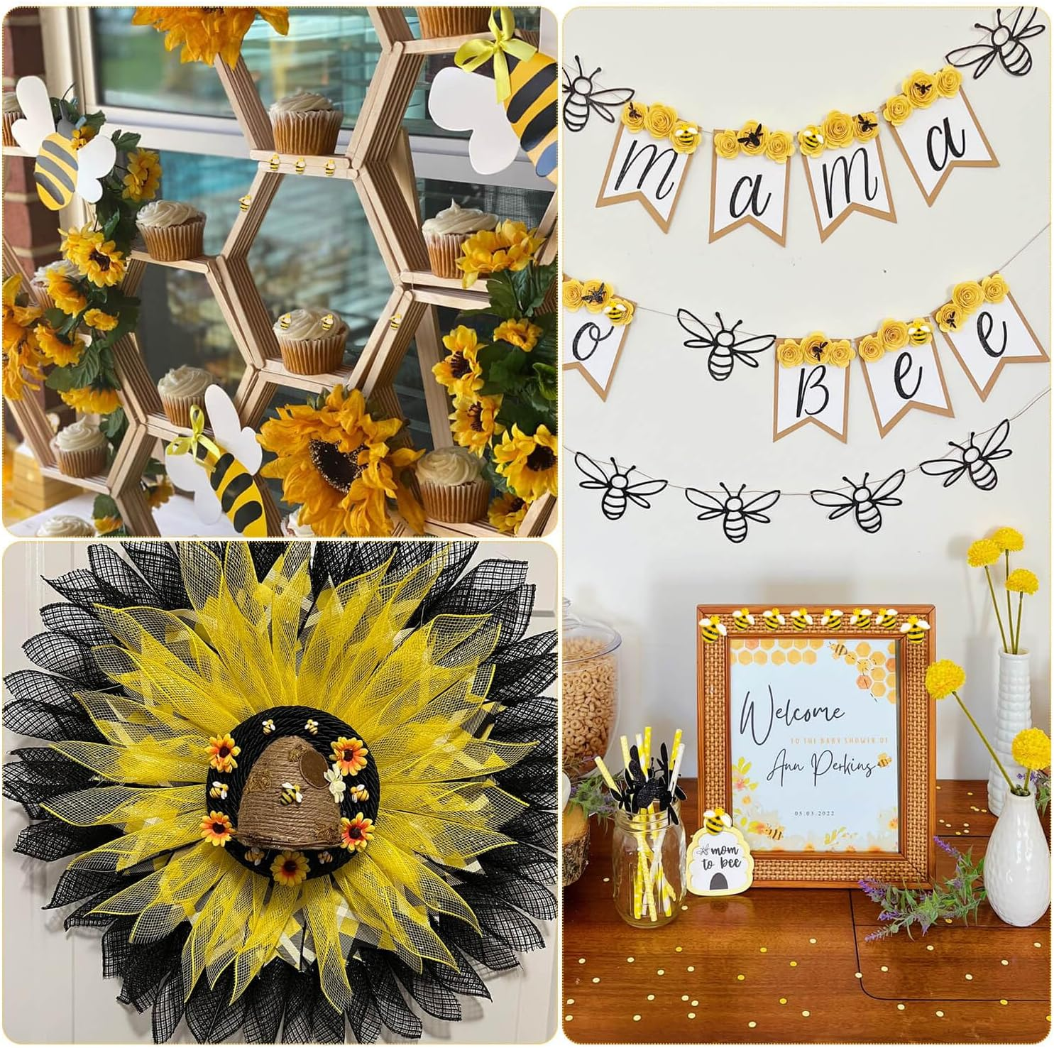 Tidponra 120PCS Bumble Bee D&eacute;cor, Resin Honey Bees for Crafts, Small Plastic Bees Ornaments for Decorations image number 5