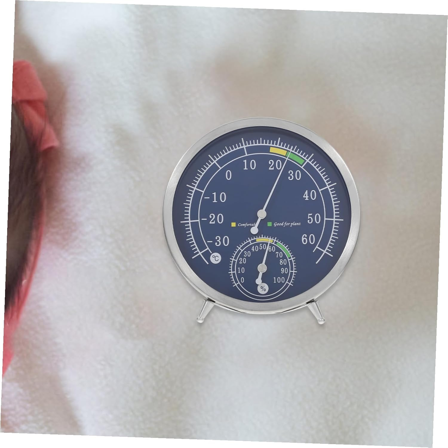 Stainless Steel Sauna Temperature Gauge Hygrometer Indoor Outdoor Thermometer Accurate Wall Mount and Tabletop for Office Warehouse Home Use image number 3