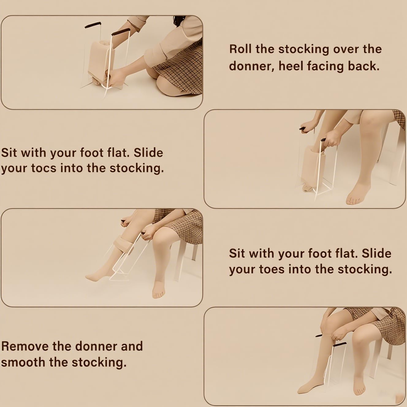 Stocking Aid Tool,Convenient Firm Assist for Old Men to Wear Socks without Bending Over.