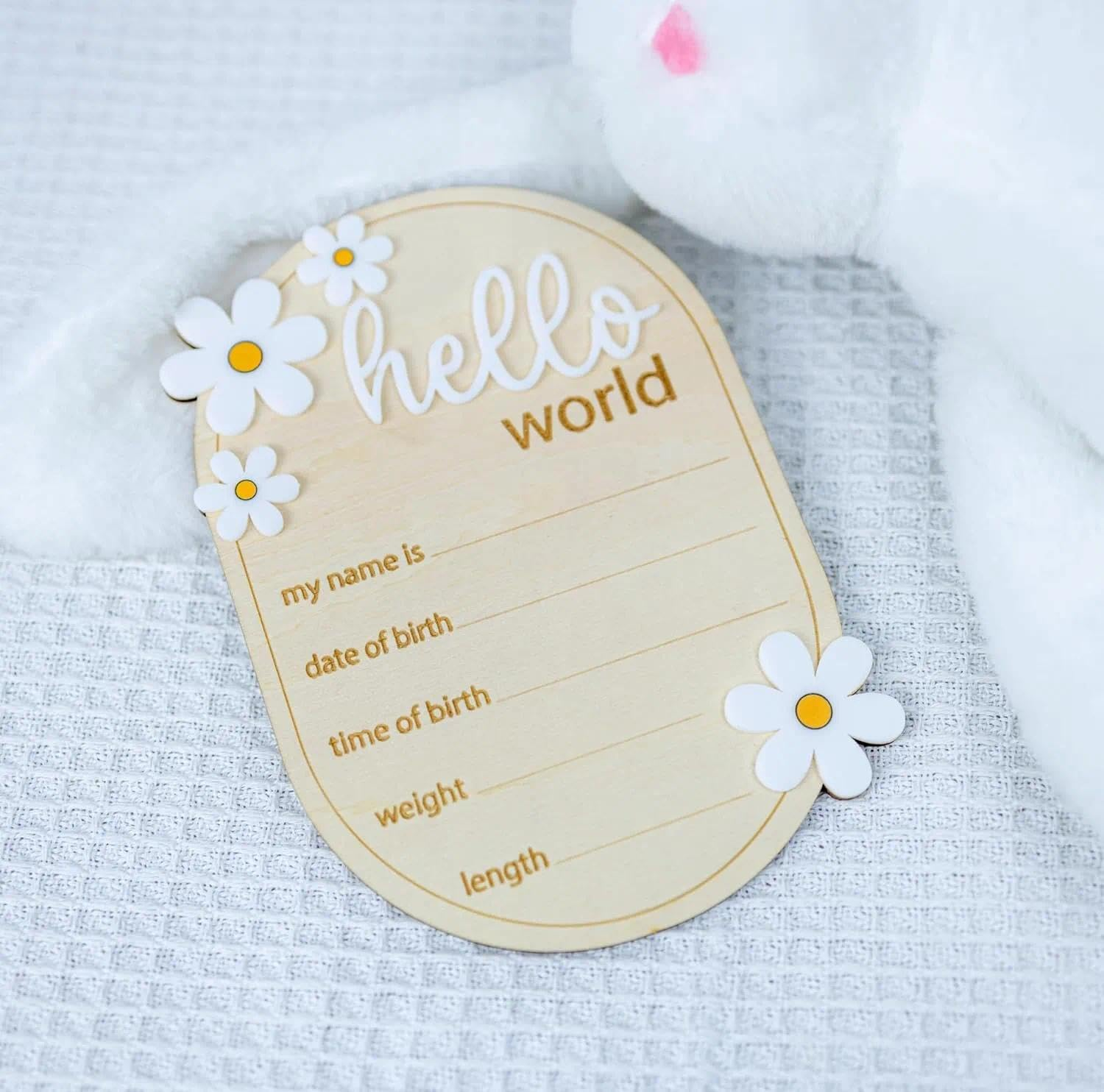 Baby Announcement Plaque, Newborn Baby Gift, Timeless Design, Ideal for Newborn Photos, Compact and Eye-Catching, Rainbow Graphic, Thoughtful for New Parents, Charming Nursery Decor - Ermaoo
