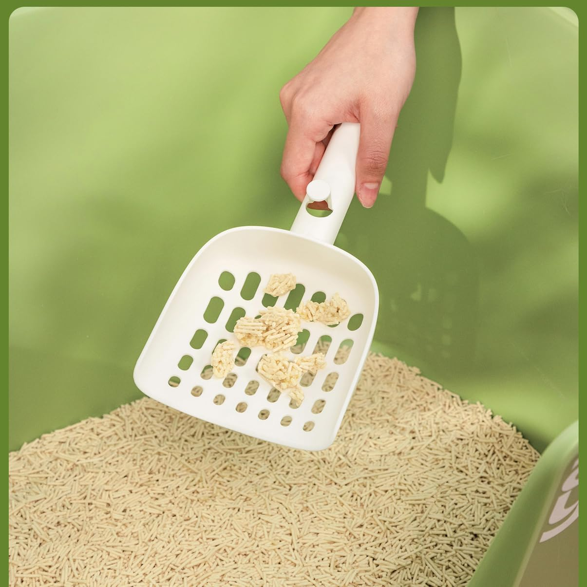 Cat Litter Tray Cat Litter Scoop Large Pet Toilet Box Kitty High Wall Green Tray,Large Open Top Cat Litter Box with Scooper and Anti-Slip Mat,59Cm Length image number 1