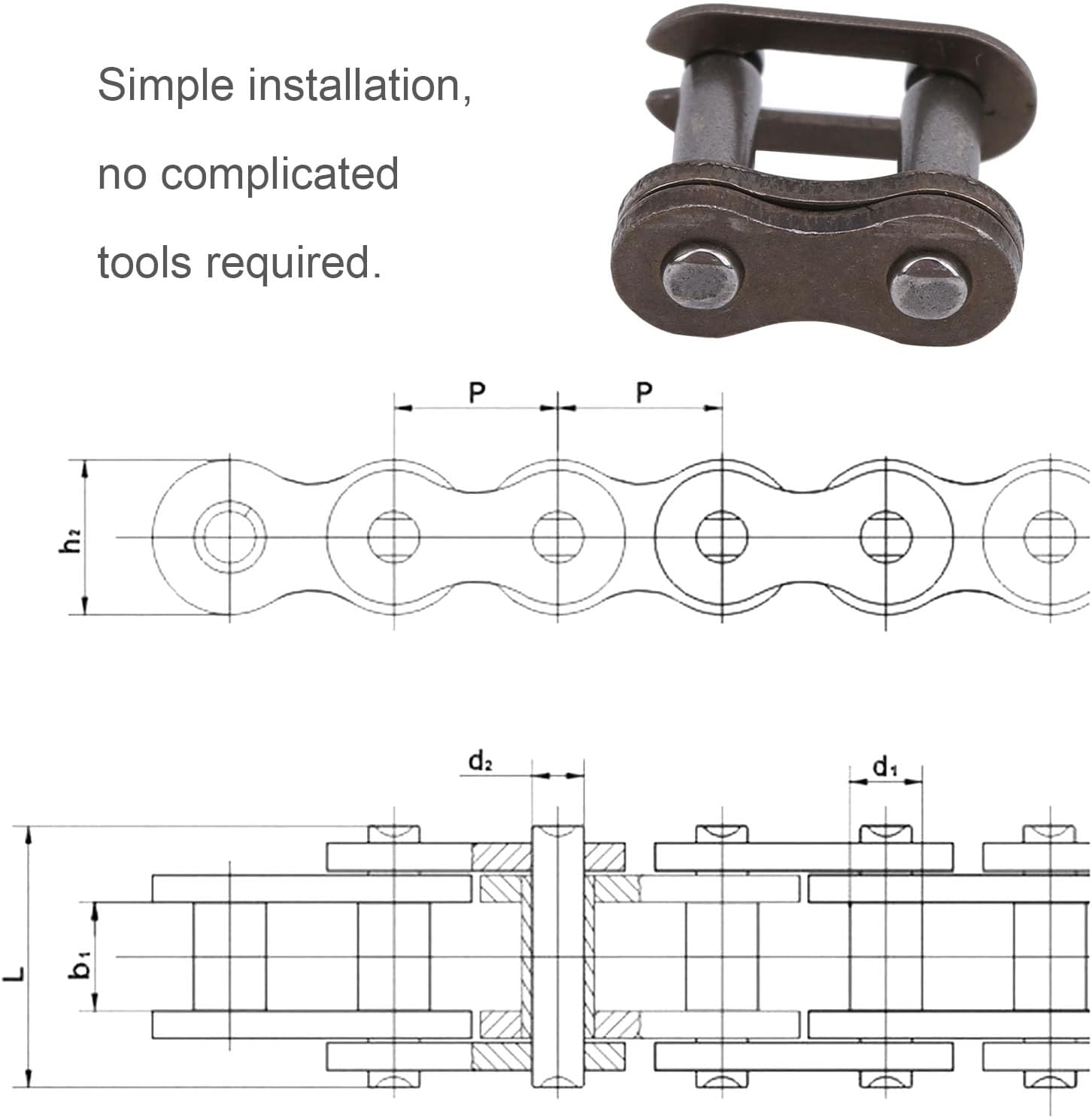 Omabeta 10PCS Cast Iron 25H Chain Link, Easy Installation for 25H Chain Link Applications, Direct Replacement for Old image number 6