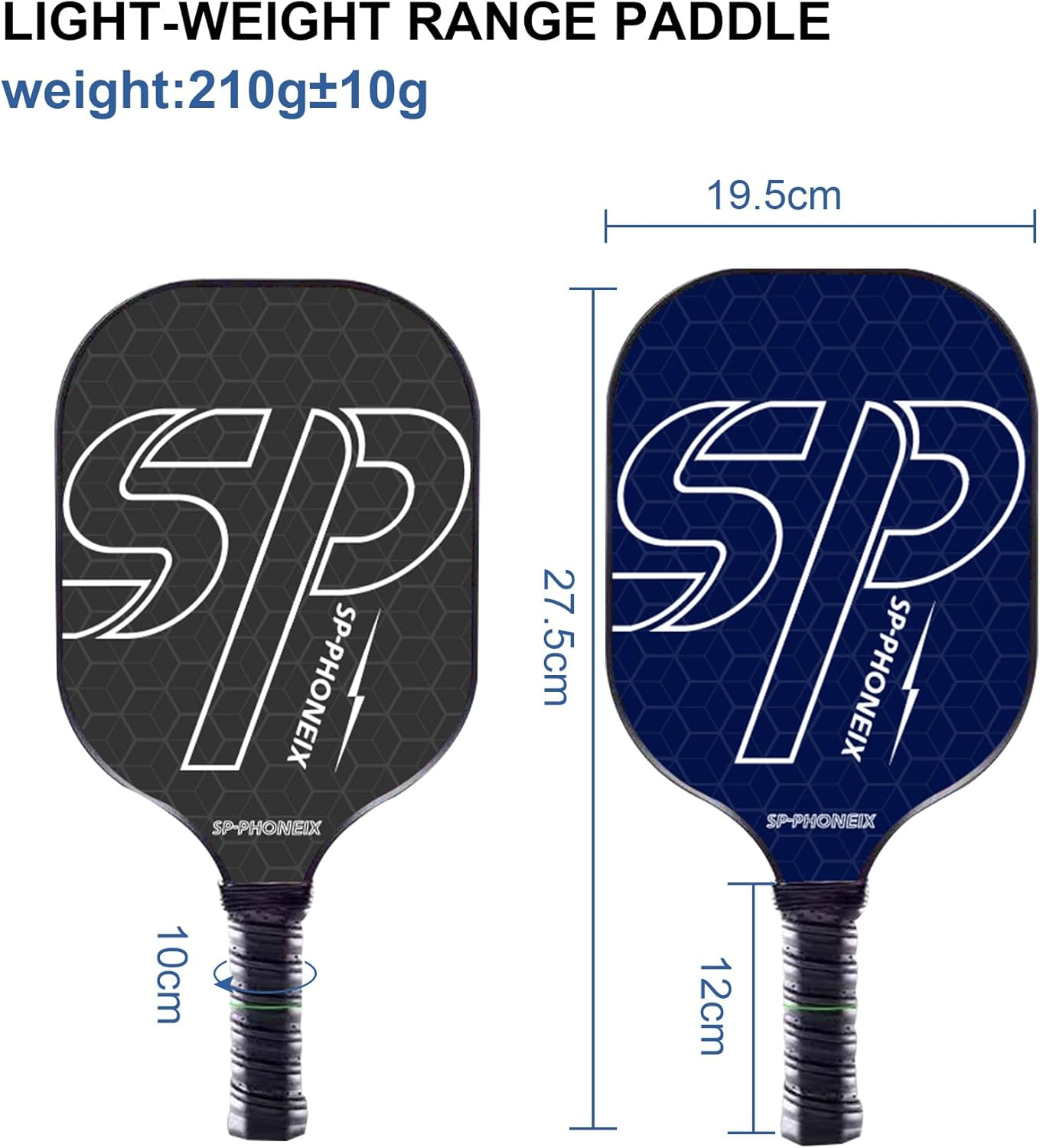 SPPHONEIX Carbon Pickleball Paddles Set Lightweight Pickleball Rackets Honeycomb Core Carbon Fiber Surface, Comfort Grip, 2 Pack Lightweight 4 Ball 2 Paddles 2 Grip Tape - Black image number 7