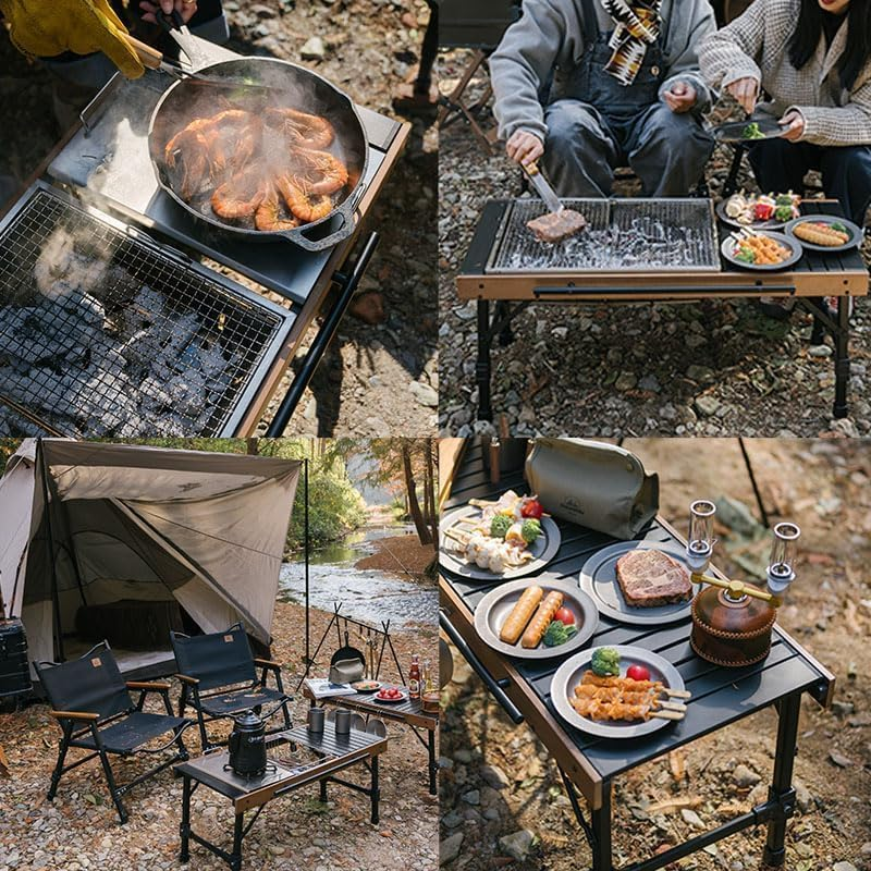 Naturehike IGT Camping Table, Fold up Lightweight, Aluminum Alloy+Wood, 4-6 Person Portable Table with Carry Bag for Outdoor, Folding Square Table, Picnic Backyards BBQ Camp Kitchen image number 6