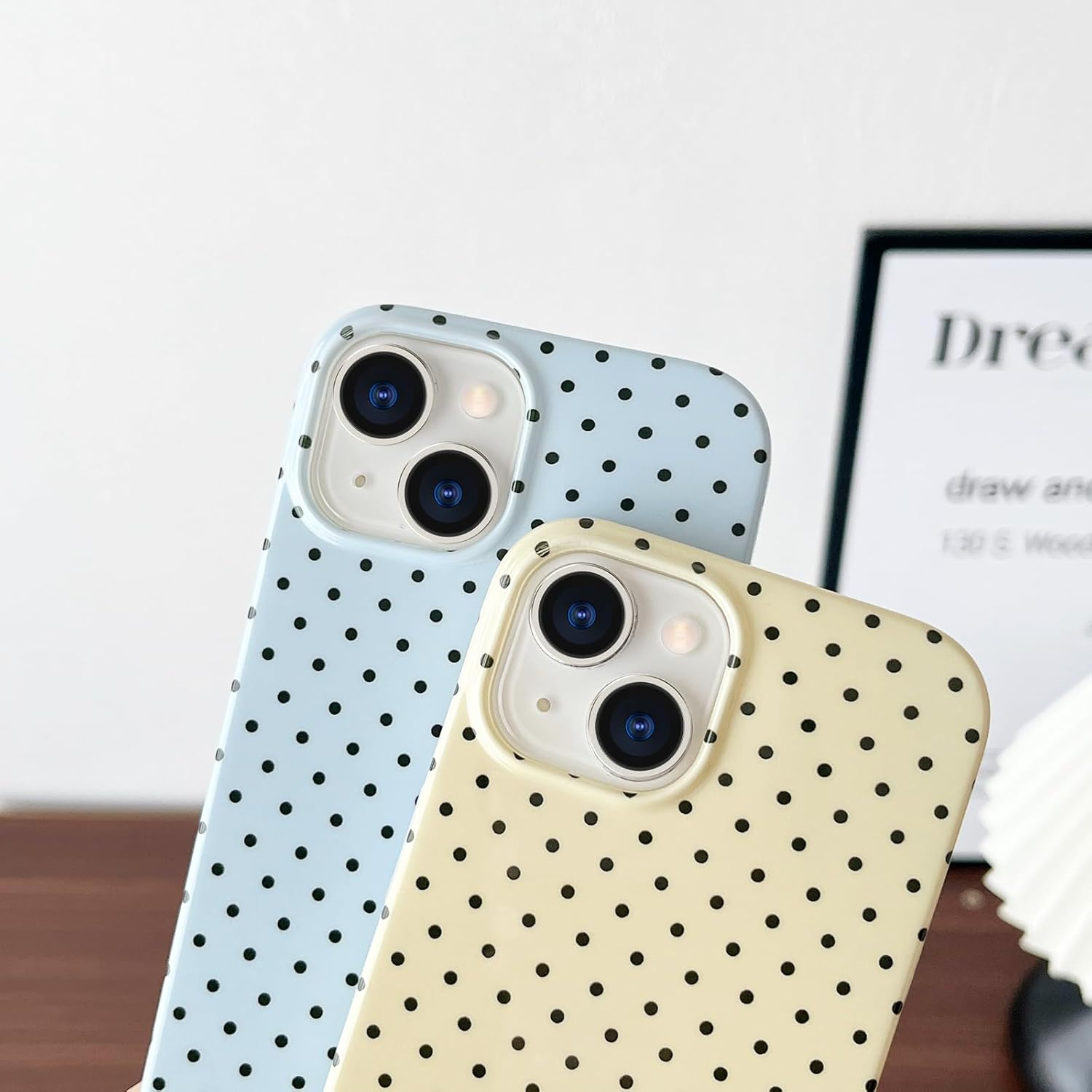 Smobea Iphone 13 Case, Cute Polka Dot Phone Case, Beautiful and Stylish Soft Slim TPU Case Shockproof Cover for Women Girls Yellow image number 1