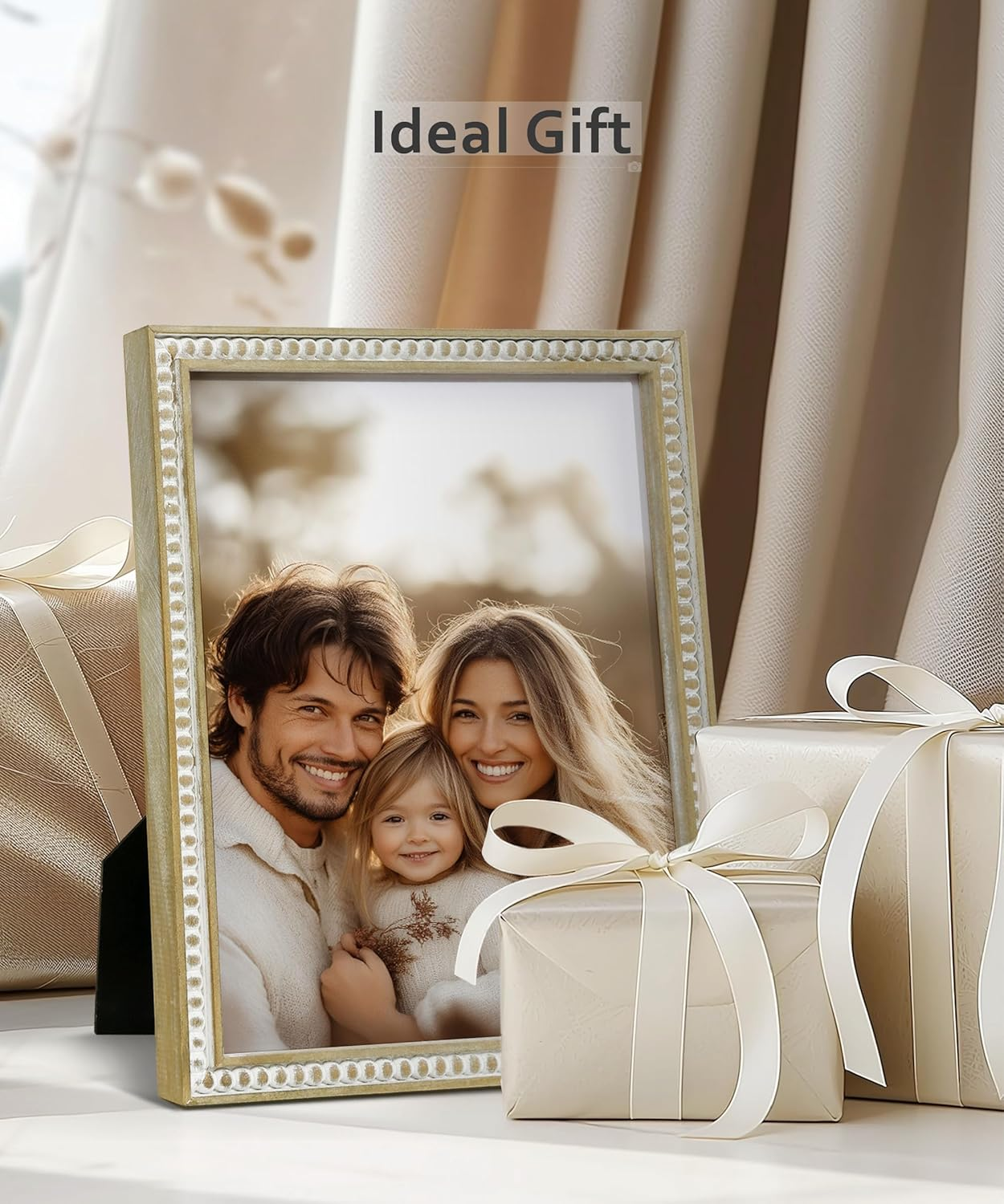 8X10 Picture Frame, Natural Pine Wood Wall Mount Photo Frame Boho Distressed White Vintage Rustic Tabletop Display Home Decor for Bedroom Living Room Hallway Entryway image number 3