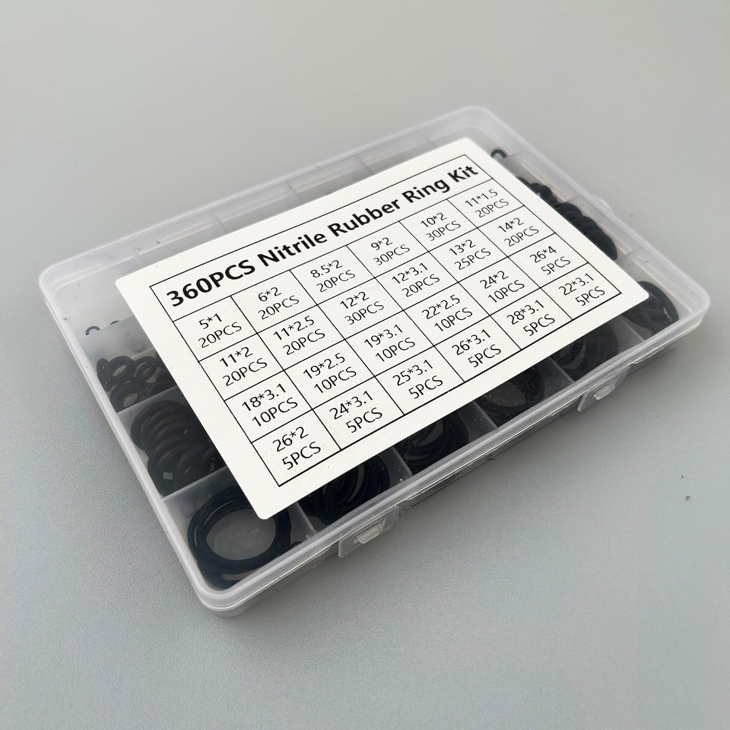 360 Pcs Rubber O Rings Assortment Set,24 Sizes Nitrile Rubber 1Mm 1.5 Mm 2 Mm 2.5Mm 3.1 Mm 4 Mm O Rings with Storage Box for Plumbing,Faucet Tap,Auto Repair,Gas Connection
