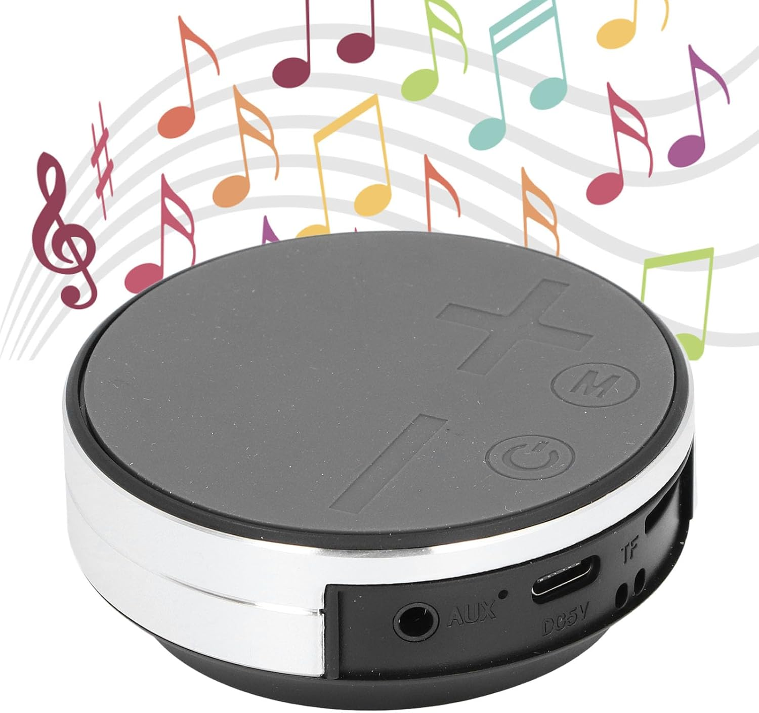 Bone Conduction Speaker, Portable Stereo Mini Waterproof Music Player, Mini Size Music Player with Strong Suction Cup Base for Home Outdoor Travel (Silver)