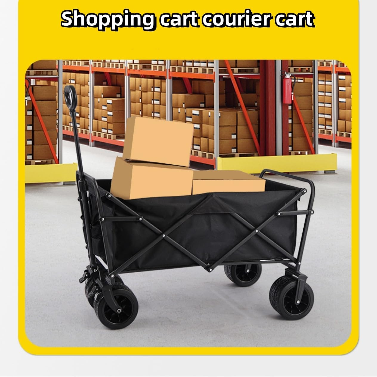Collapsible Wagons Carts Foldable, Wagon Cart with Wheels, Heavy Duty Wagon 120L, 150Kg Beach Cart, 5CM Wide Big Wheels & Adjustable Utility Wagon, Garden Cart, Yard Cart, Wheelbarrow, Small Wagon image number 1