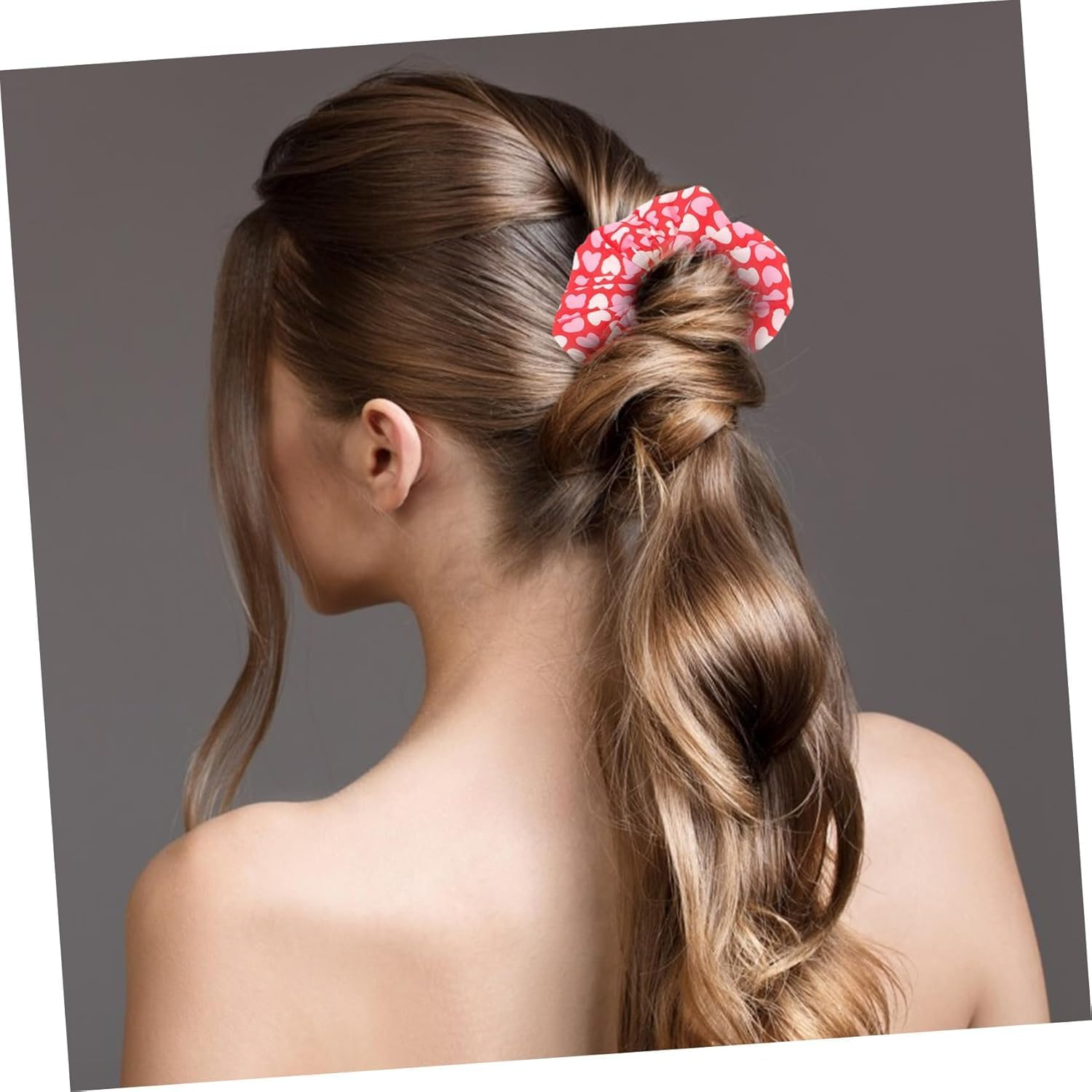 4Pcs Valentine'S Day Heart Hair Scrunchies,Valentines Hair Ties Heart Scrunchies Elastics, Love Red Lips Pink Check Cupid Soft Elastic Bands,Ponytail Holder Accessories image number 6