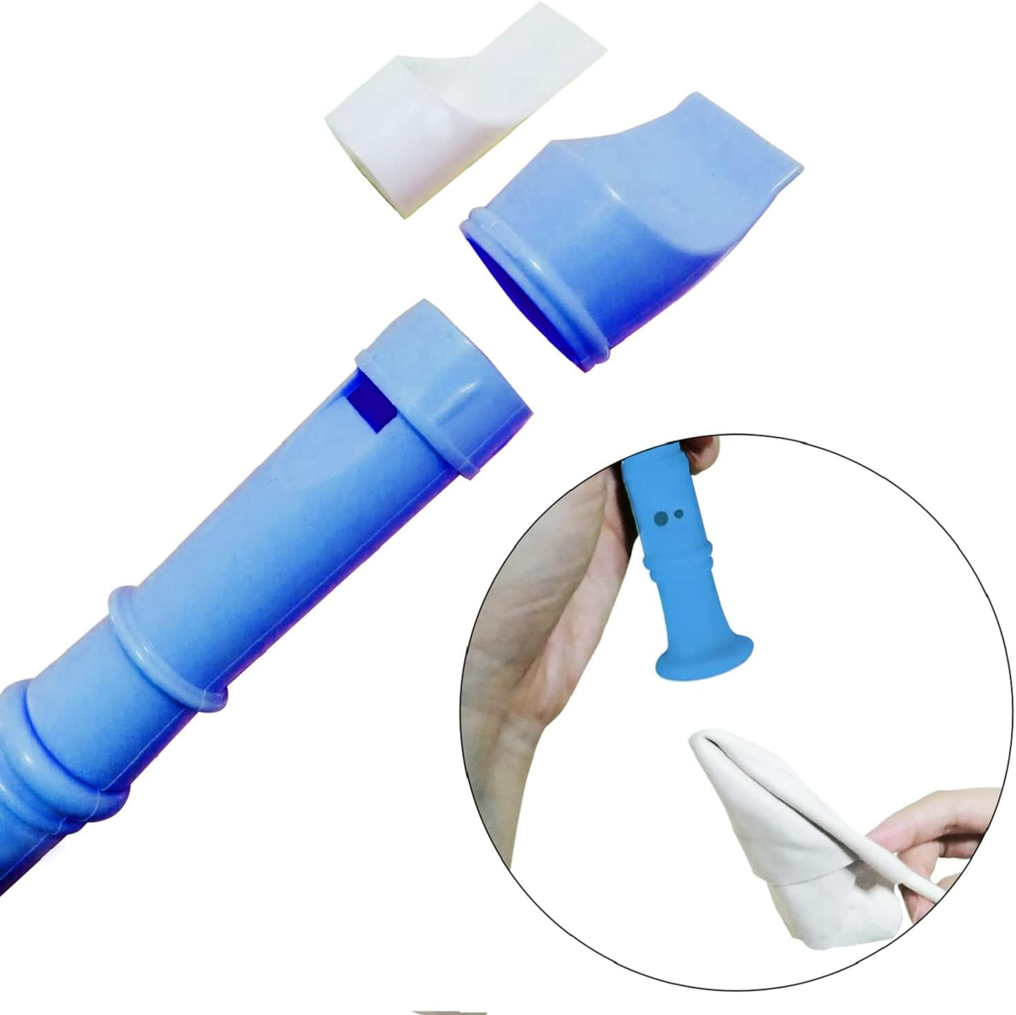 Soprano Recorder 8 Hole Classic German Style Descant Flute Musical Instruments + Cleaning Rod for Beginners Kids School Graduation Gift (Blue) image number 3