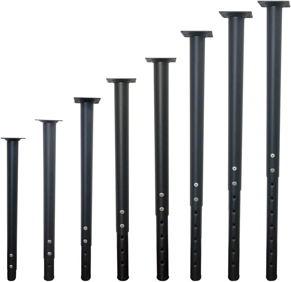 Jahof Adjustable Table Legs 22-36 Inch (55-90Cm), Metal Desk Legs &Oslash;42/38 Mm with Screws, Telescopic Legs for Tabletops, DIY Desk, RV, Home and Office (4Pcs, Black) - 4, Black image number 4