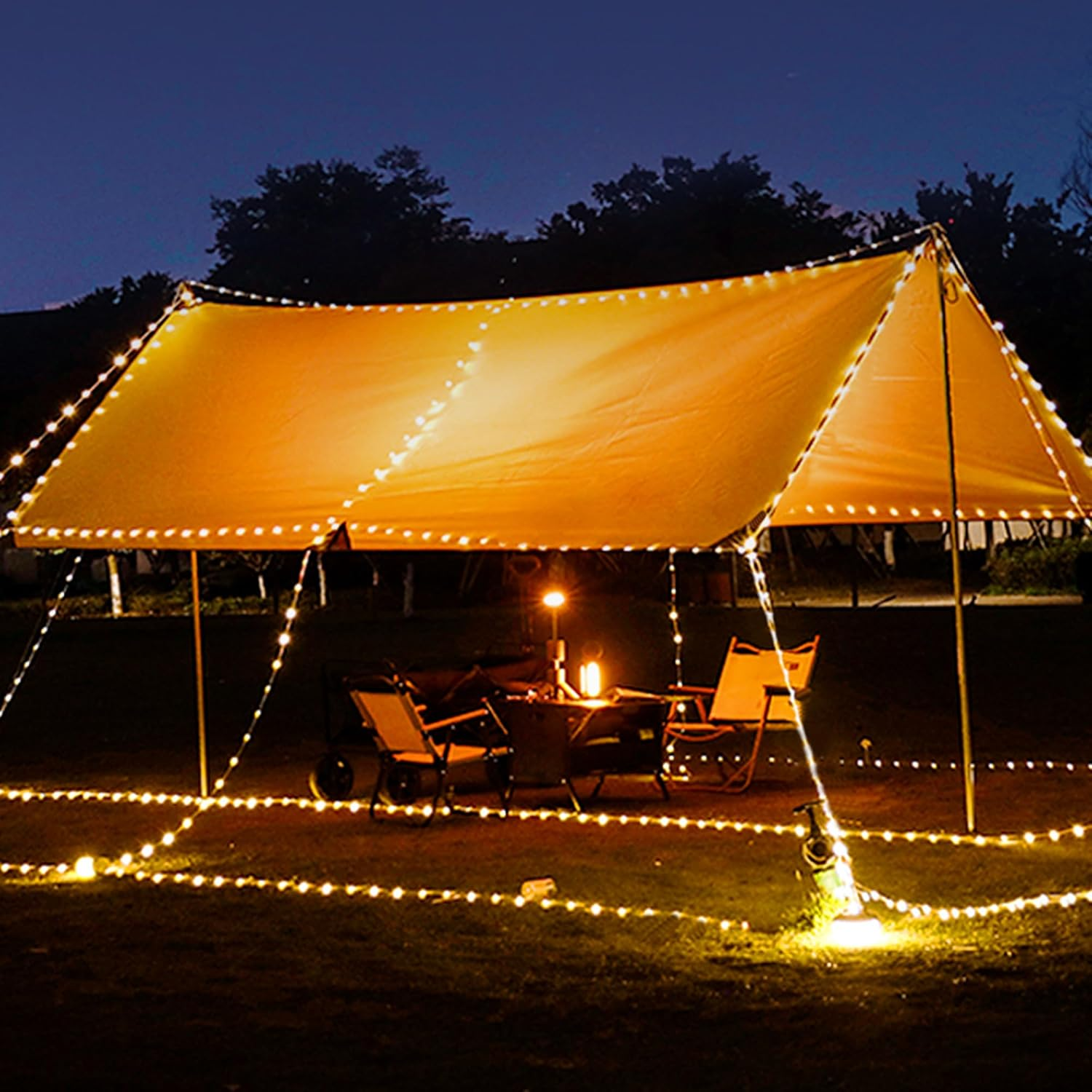 Everbrite Camping String Lights Rechargeable LED Camping Lamp, 9 M Outdoor Tent Lights 8 Lighting Modes, USB Charging RGB Modes Hanging Light for Awning Tent/Garden/Party/Christmas Festival Decor image number 5