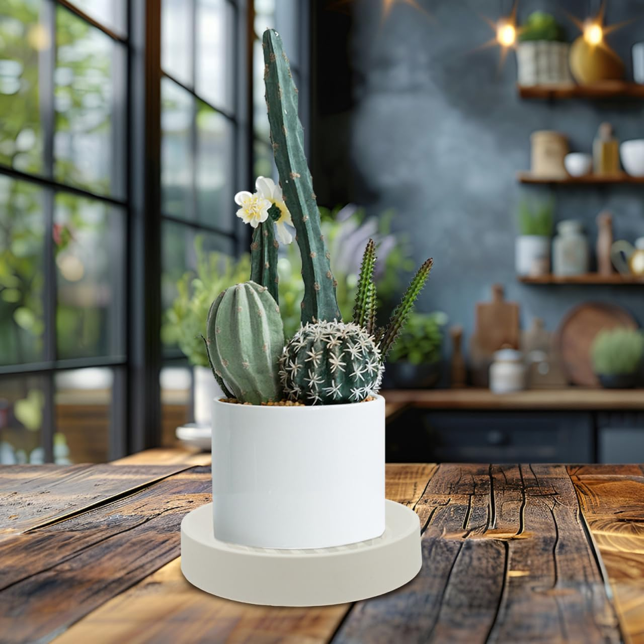 YARNOW Mobile Flower Pot Tray with Wheels - Thickened Plant Saucer for Easy Movement and Water Storage 28.5X24Cm White image number 3