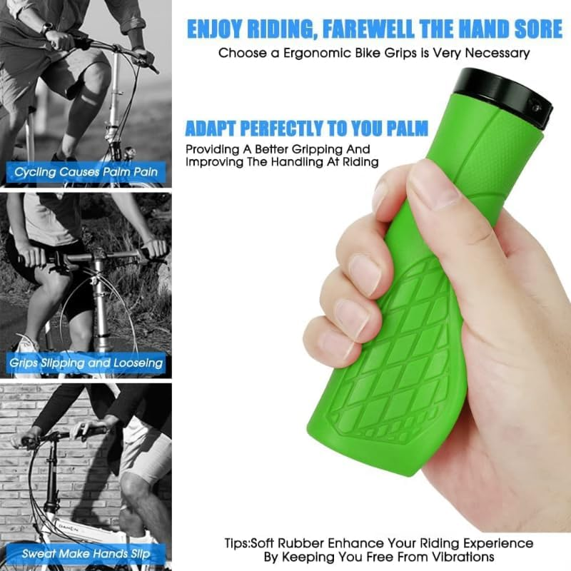 Bike Grips - Single Lock-On Bike Handle Grip | Non-Slip Comfort Mountain Ergonomic Bike Grips for Mountain Bike E-Bike Hybrid City Commuter Bikes - Blue image number 7