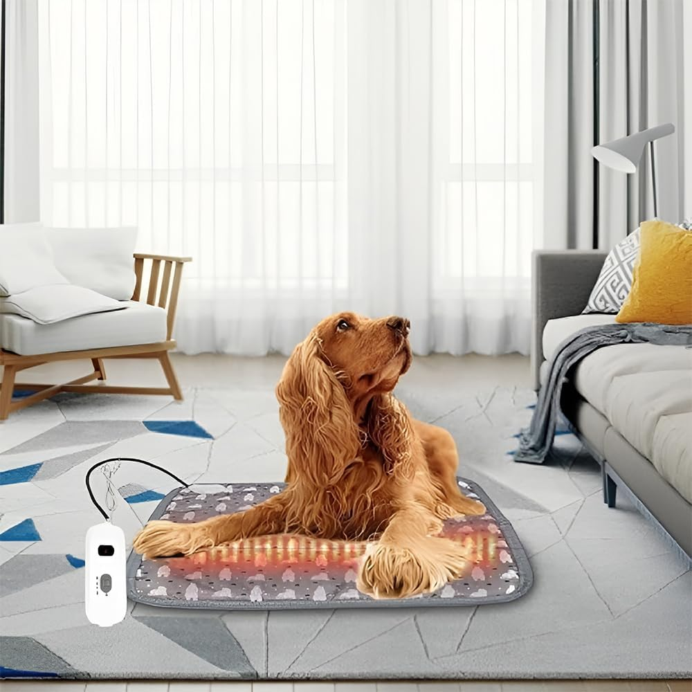 Pet Heating Pad, Small Electric Blanket, Waterproof Heated Dog Bed, 45X45 CM Pet Heating Sleeping Bed Mat, Adjustable Temperature with Chew Resistant Cord for Home image number 5