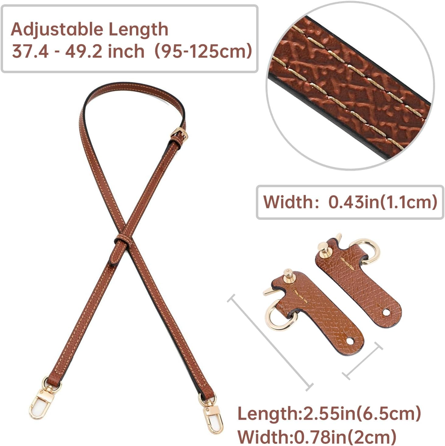 Gastinsave Purse Straps Kit Replacement with Multi-Pocket Waterproof Handbag Organizer Insert Compatible with Mini Longchomp Tote Bag - Bright Brown Gold image number 7