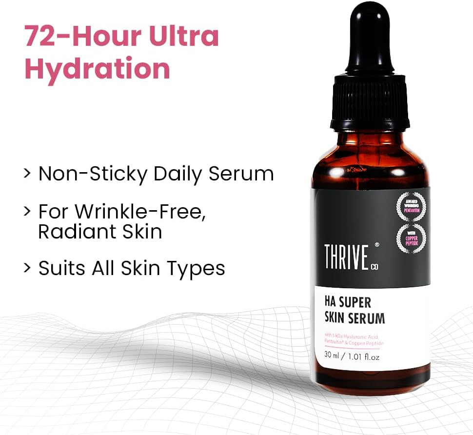 Thriveco 5Kda Hyaluronic Acid Super Skin Serum for Face, under Eye & Neck, 30Ml: for Plumping, Wrinkle-Reduction, Anti-Pigmentation image number 4