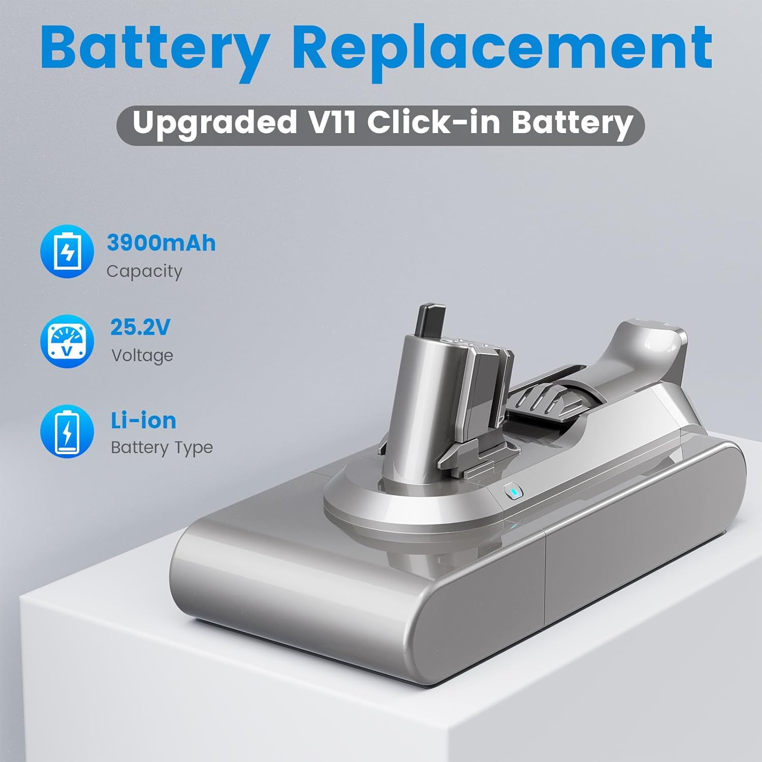 25.2V 3900Mah V11 Click-In Battery Compatible with V11 Absolute/Animal/Outsize/Total Clean Series Battery(With Red Button) image number 6