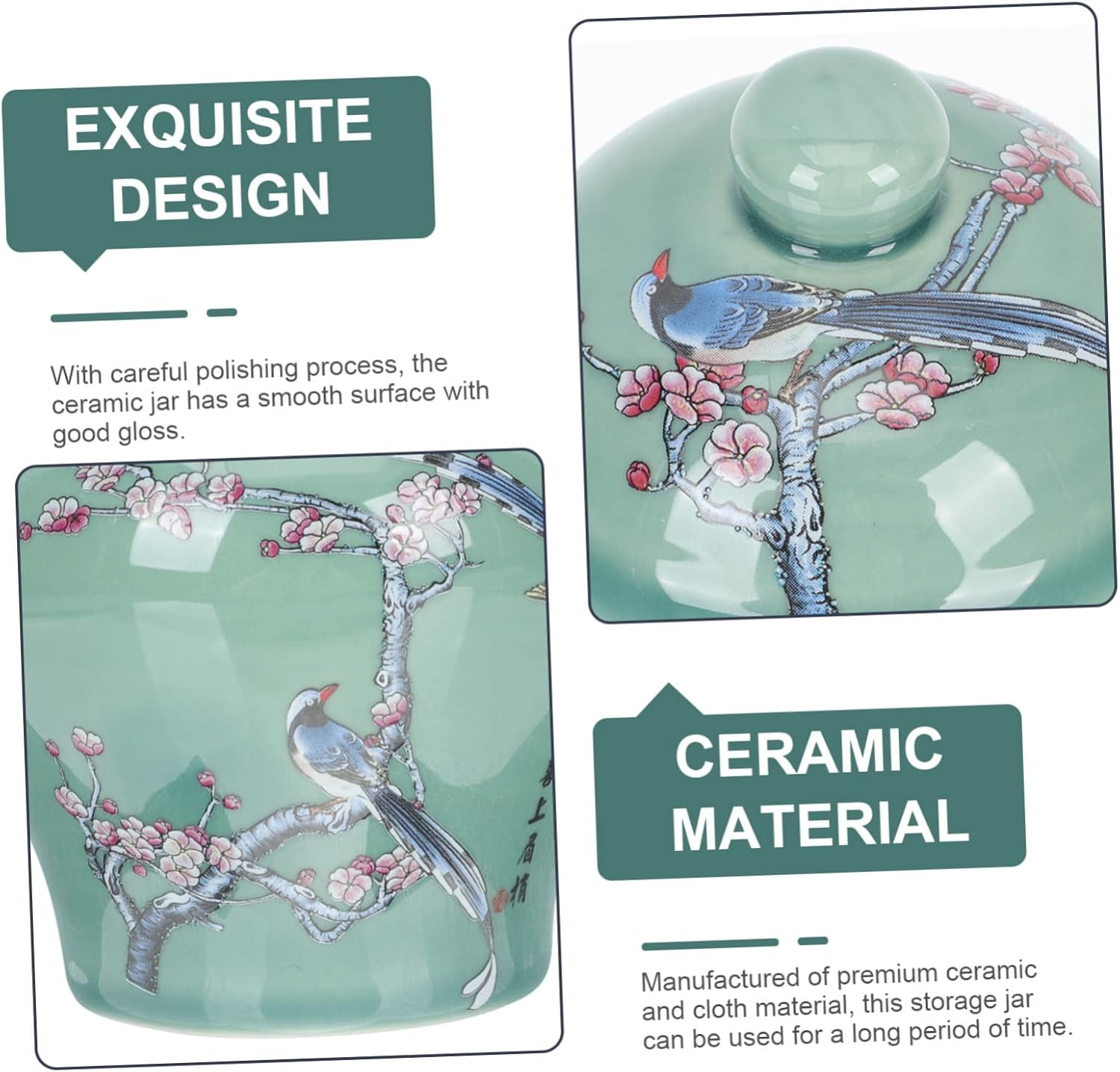 FUNOMOCYA Ceramic Tea Canister Sealed Tea Storage Jar Blue and White Porcelain Small Vintage Style Home Use