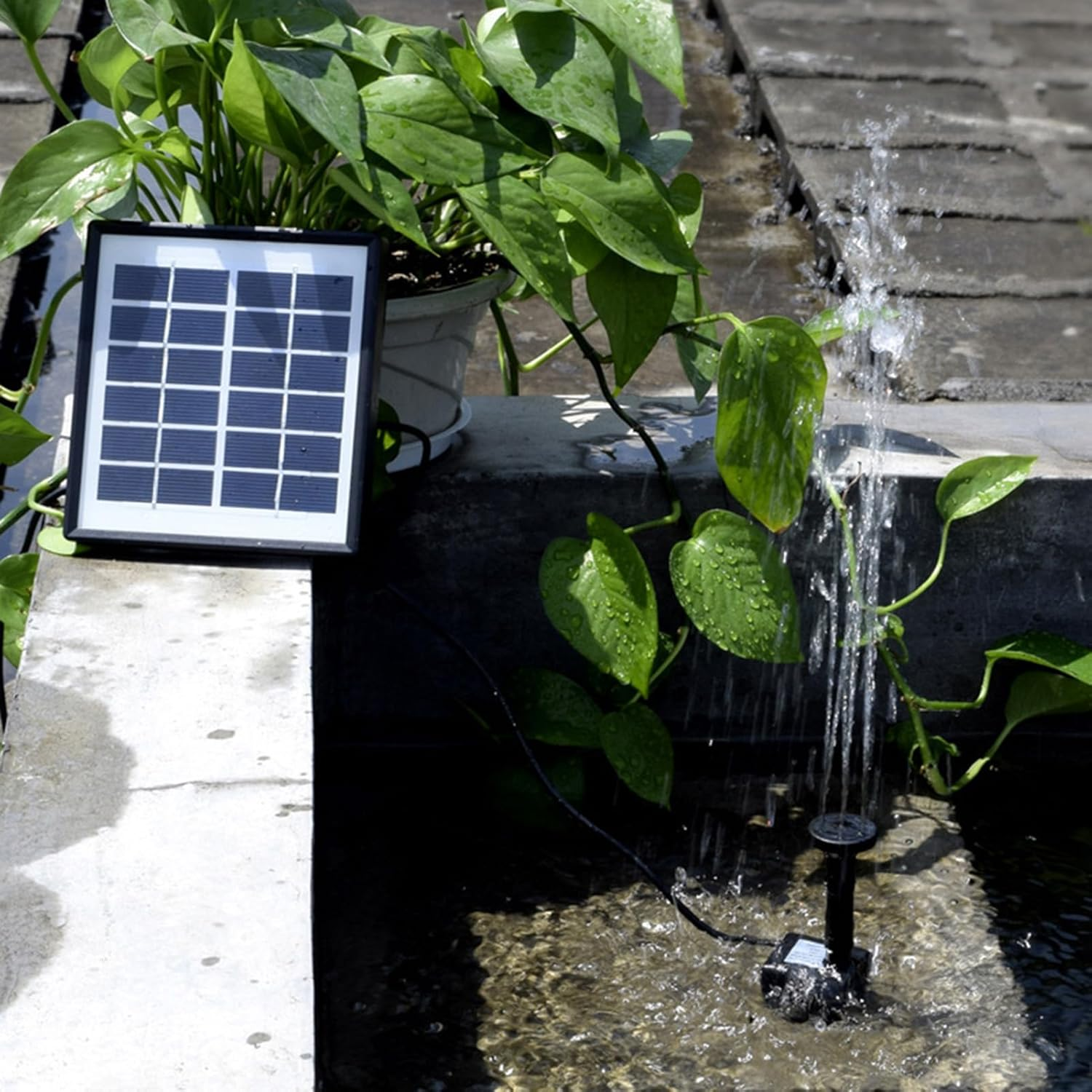 Solar Fountain Pump, 1.5W Miniature Brushless Solar Submersible, ABS Solar Water Pump for Aquarium, Fountain, Pond, Patio Garden