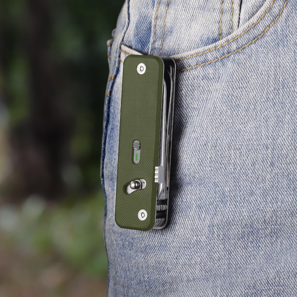 ROXON S503G Flex Companion Tool Modular Design and Adjustable Pocket Tool, Pre-Installed with 8 Essential Tools (1/4" Bit Driver, D2 Blade, Screwdriver, Taper Saw, Scissors, Etc.)（Green） image number 5