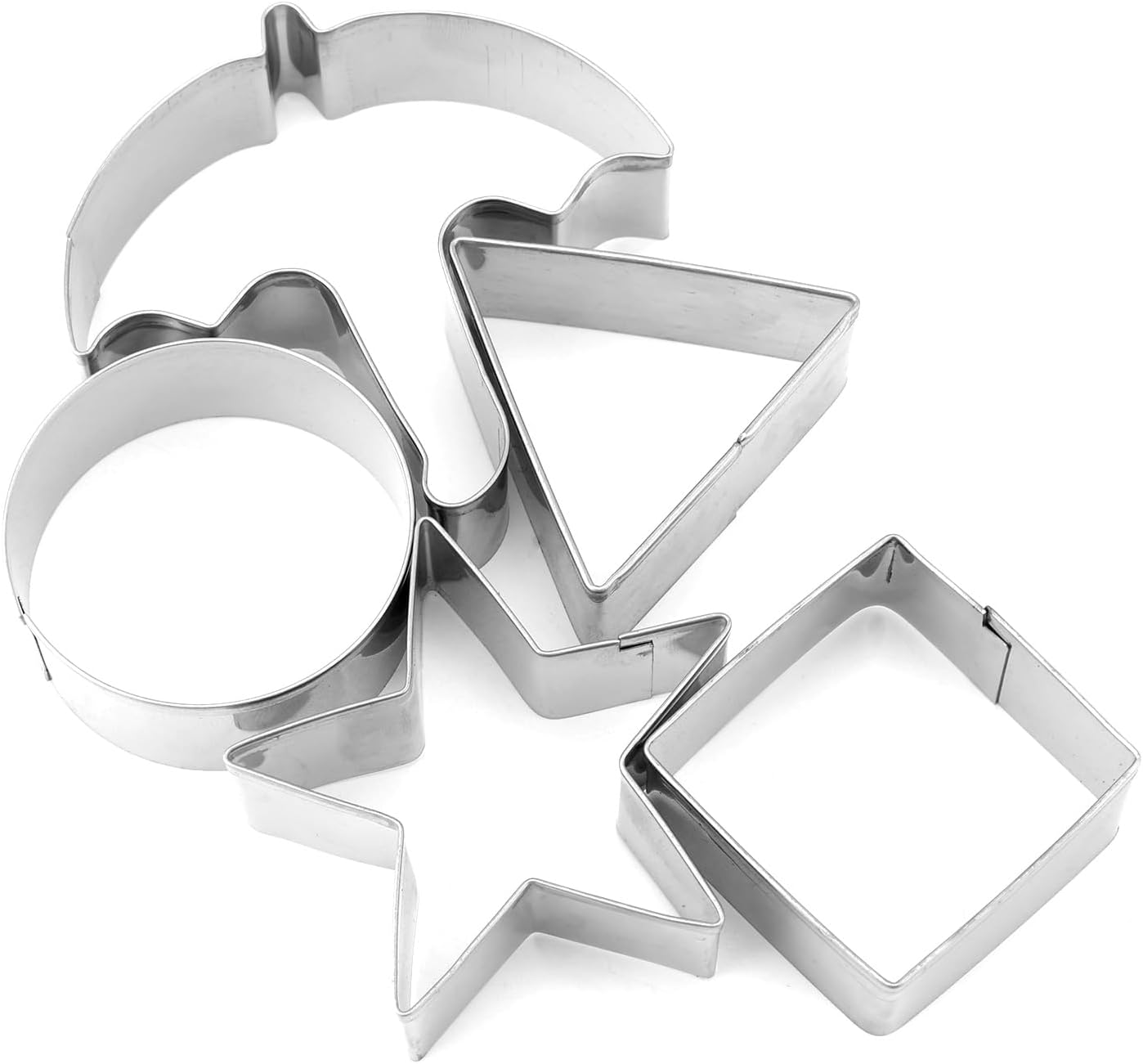 5Pcs Stainless Steel Cookie Cutters, Korean Game Biscuits Sugar Candy Making Tools Triangle Square Circle Star Umbrella Shapes Cake Mold Kit for Baking Kitchen Gadgets