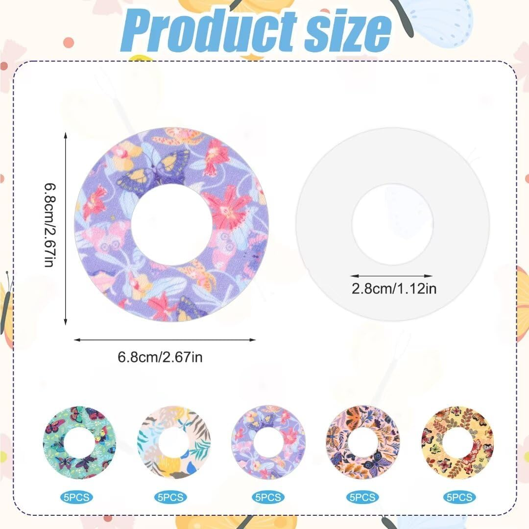 25Pcs Sensor Covers for Libre 2, Waterproof Adhesive Patches Butterfly Print Blood Sugar Monitor Patch Sweatproof Sensor Stickers Overpatch Compatible with Libre