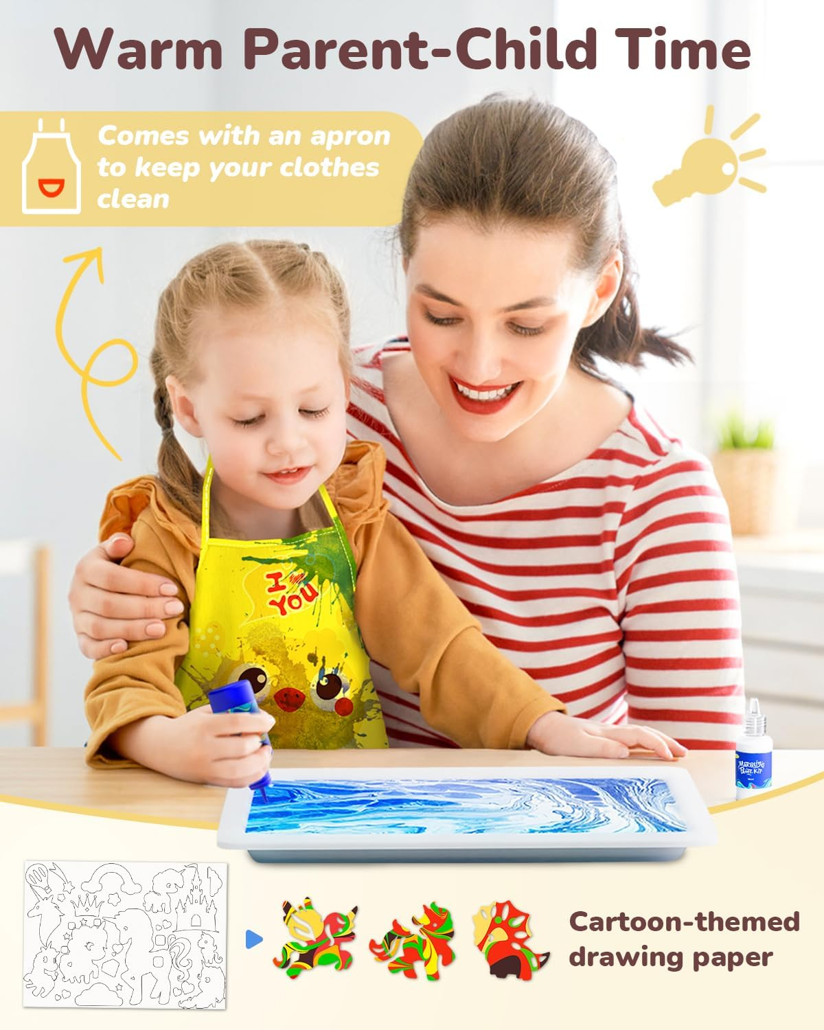 60Pcs Water Marbling Paint Kit, Arts and Crafts for Girls & Boys, Art Supplies for Kids Ages 3-5 4-8 8-12, Marbling Paint for DIY Crafts, Christmas and Birthday Gifts